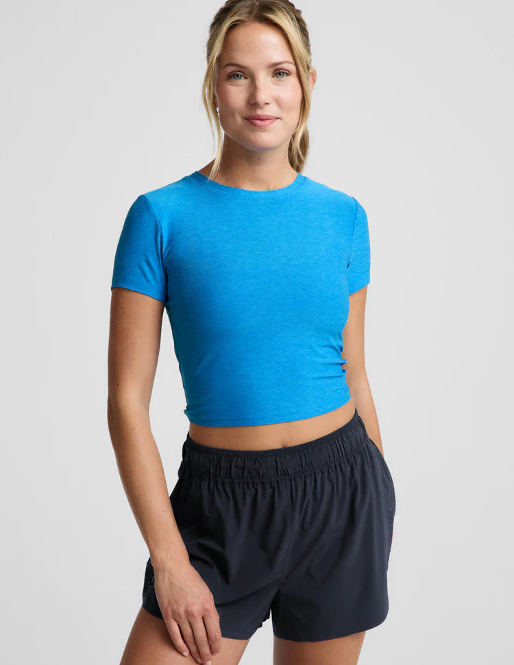 Featherweight Cropped Tee - Malibu Lagoon Heather-Beyond Yoga-Happy on Main