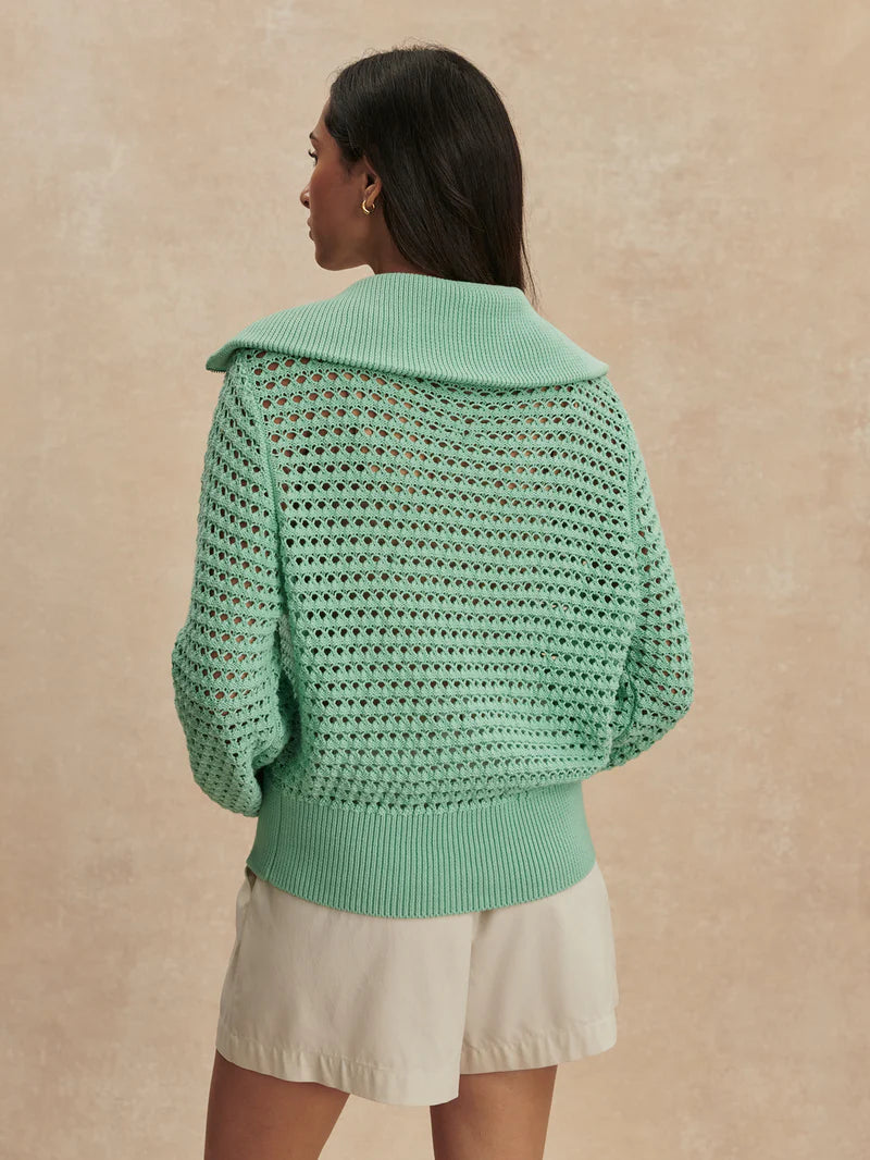 Eloise Full Zip Knit - Dusty Jade Green-Varley-Happy on Main
