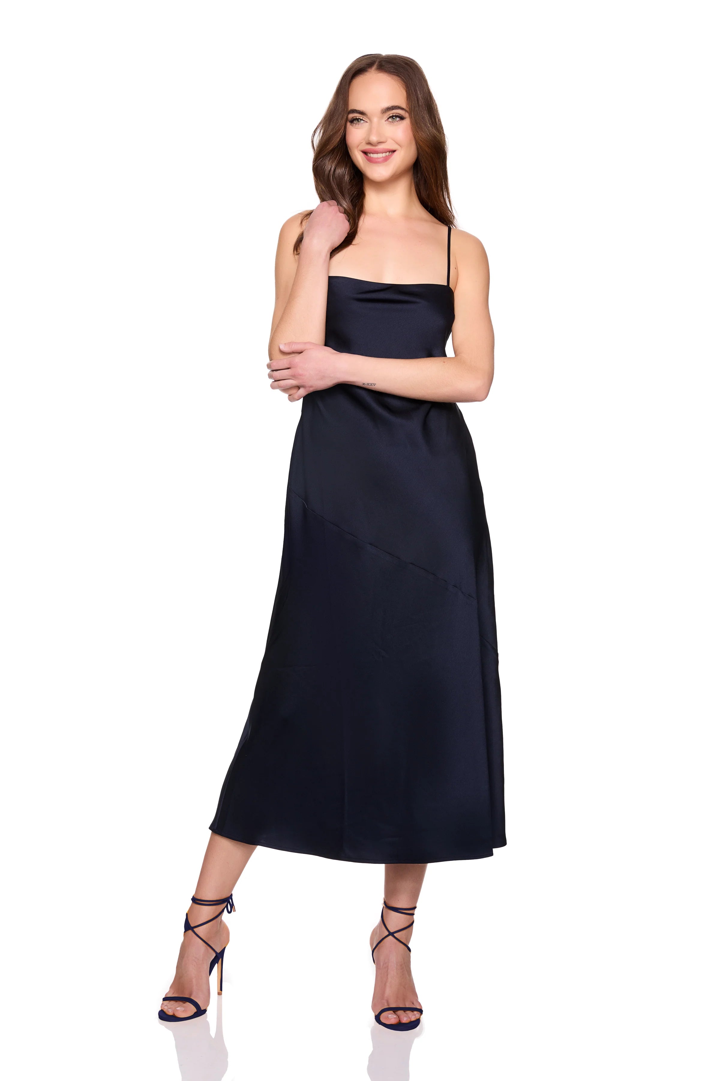 Satin Slip Dress-Dressy Dresses-Happy on Main