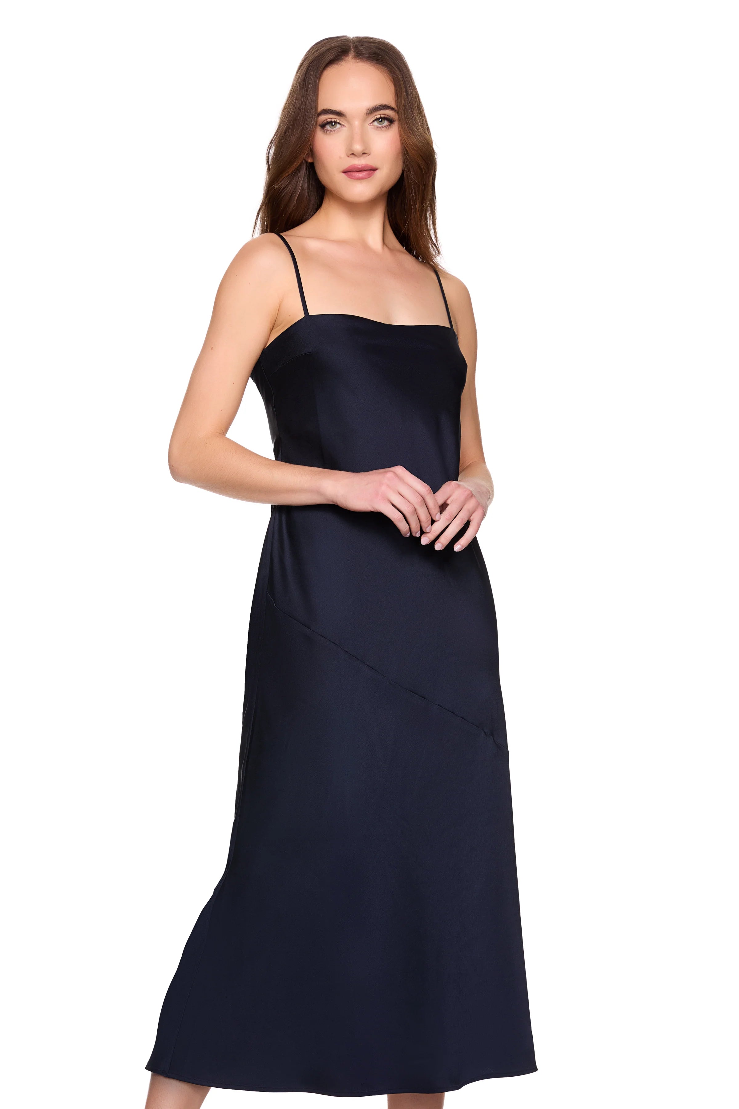 Satin Slip Dress-Dressy Dresses-Happy on Main