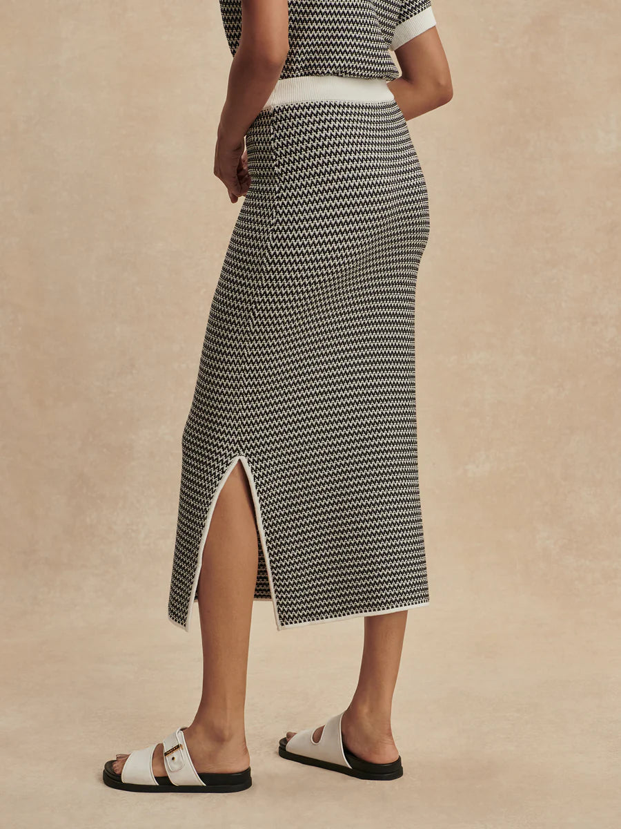 Sinclair Knit Skirt - Snow White / Black-Varley-Happy on Main