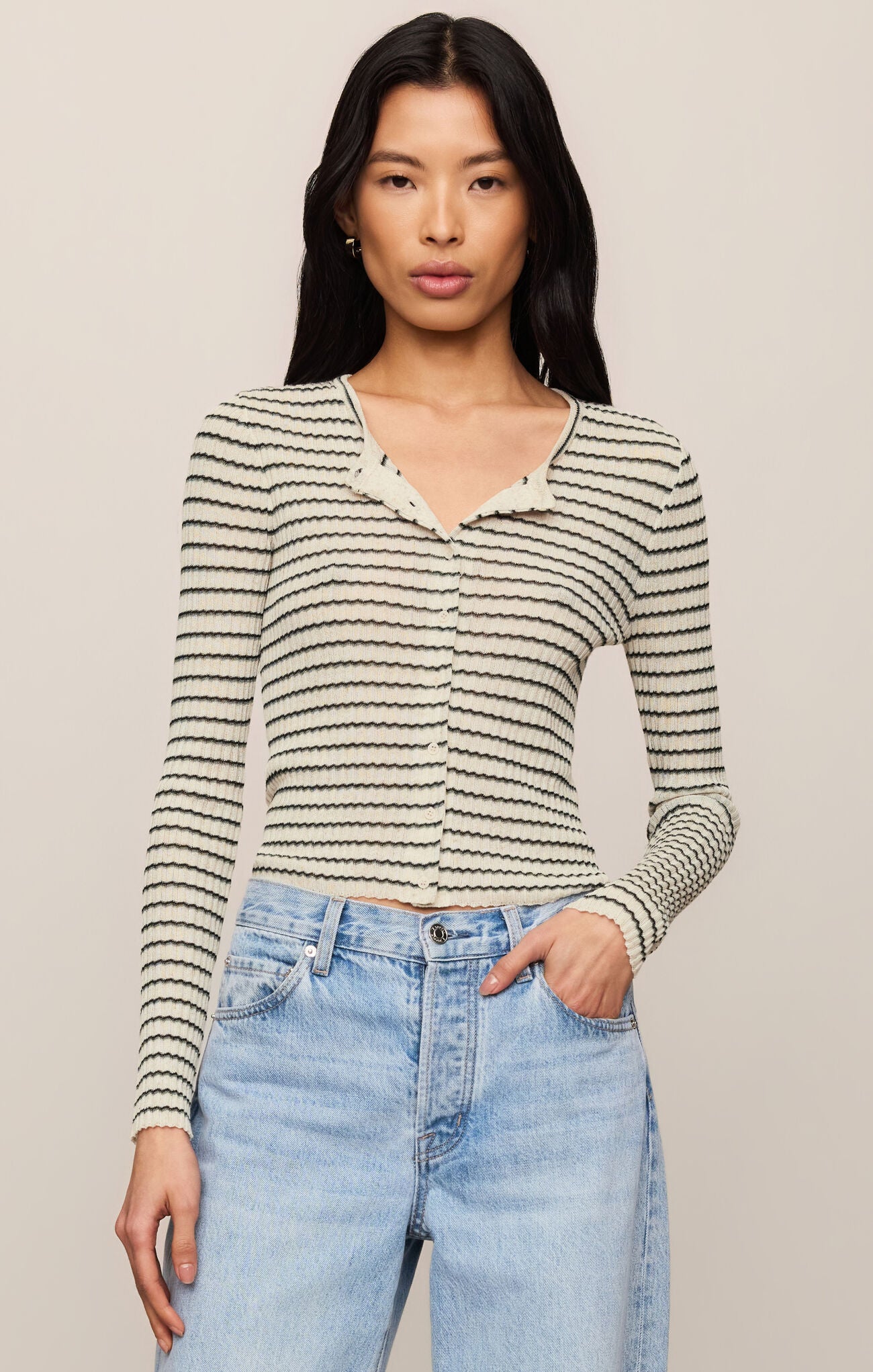 Rosanna Stripe Sweater Top - Chalk-Z Supply-Happy on Main