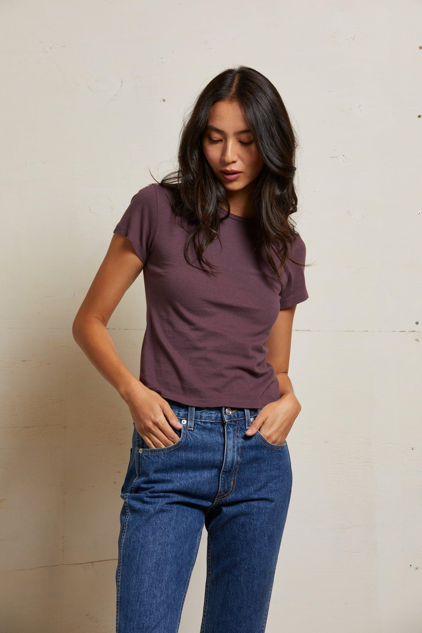 Lisa Recycle Cotton Slim Crew Tee-Basic Tanks + Tees-Happy on Main