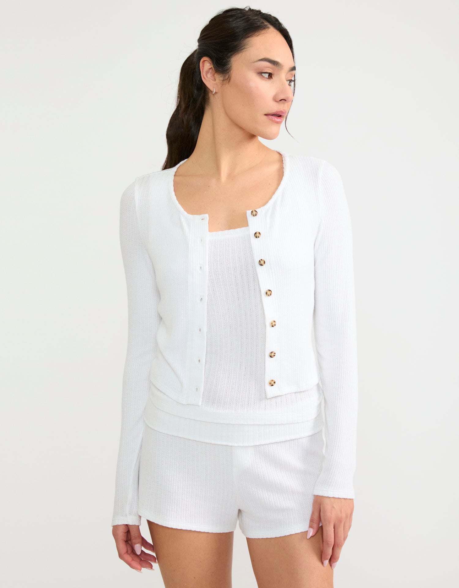 Topanga Pointelle Cardigan - Pearl-Maison Wheat-Happy on Main