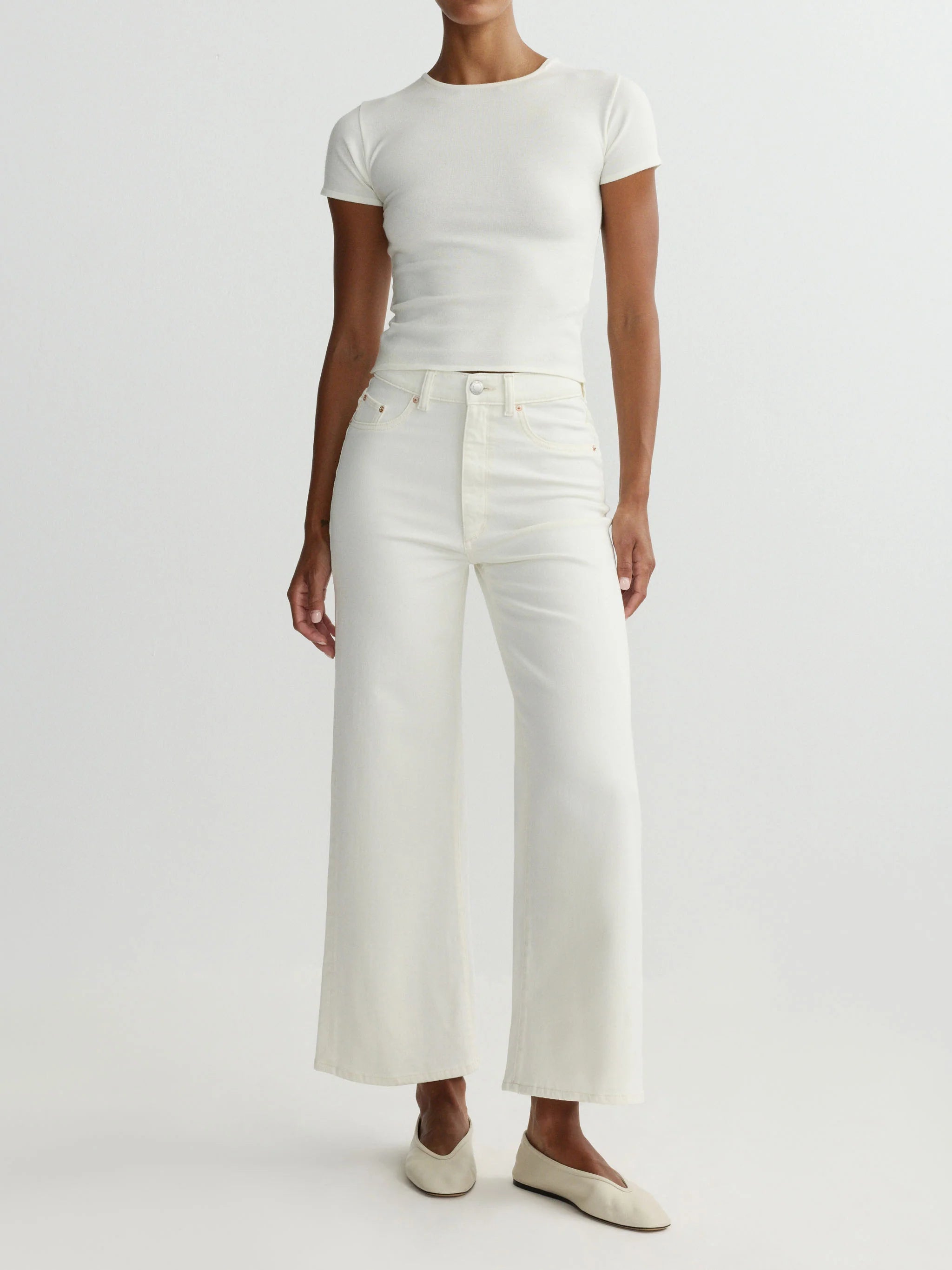 Hepburn Wide Leg High Rise Ankle - Eggshell-DL1961-Happy on Main