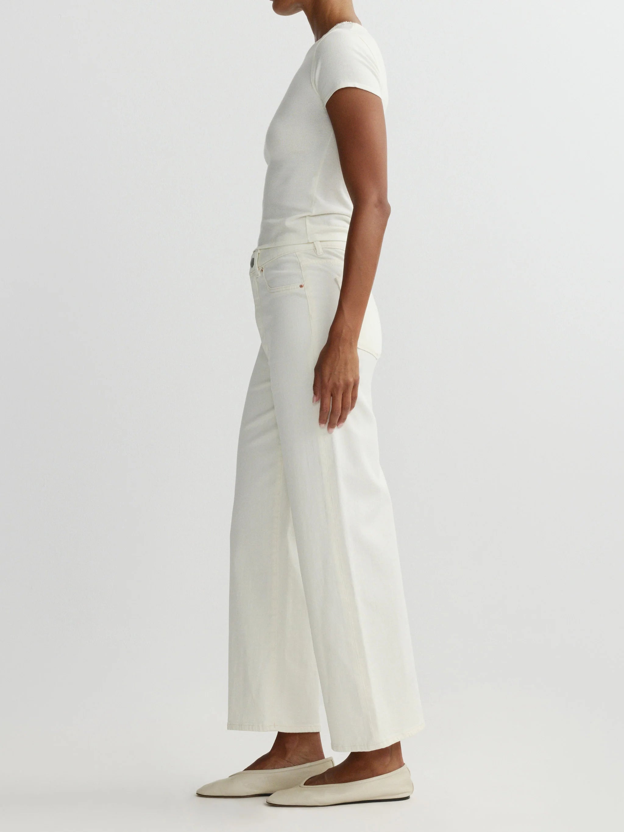 Hepburn Wide Leg High Rise Ankle - Eggshell-DL1961-Happy on Main