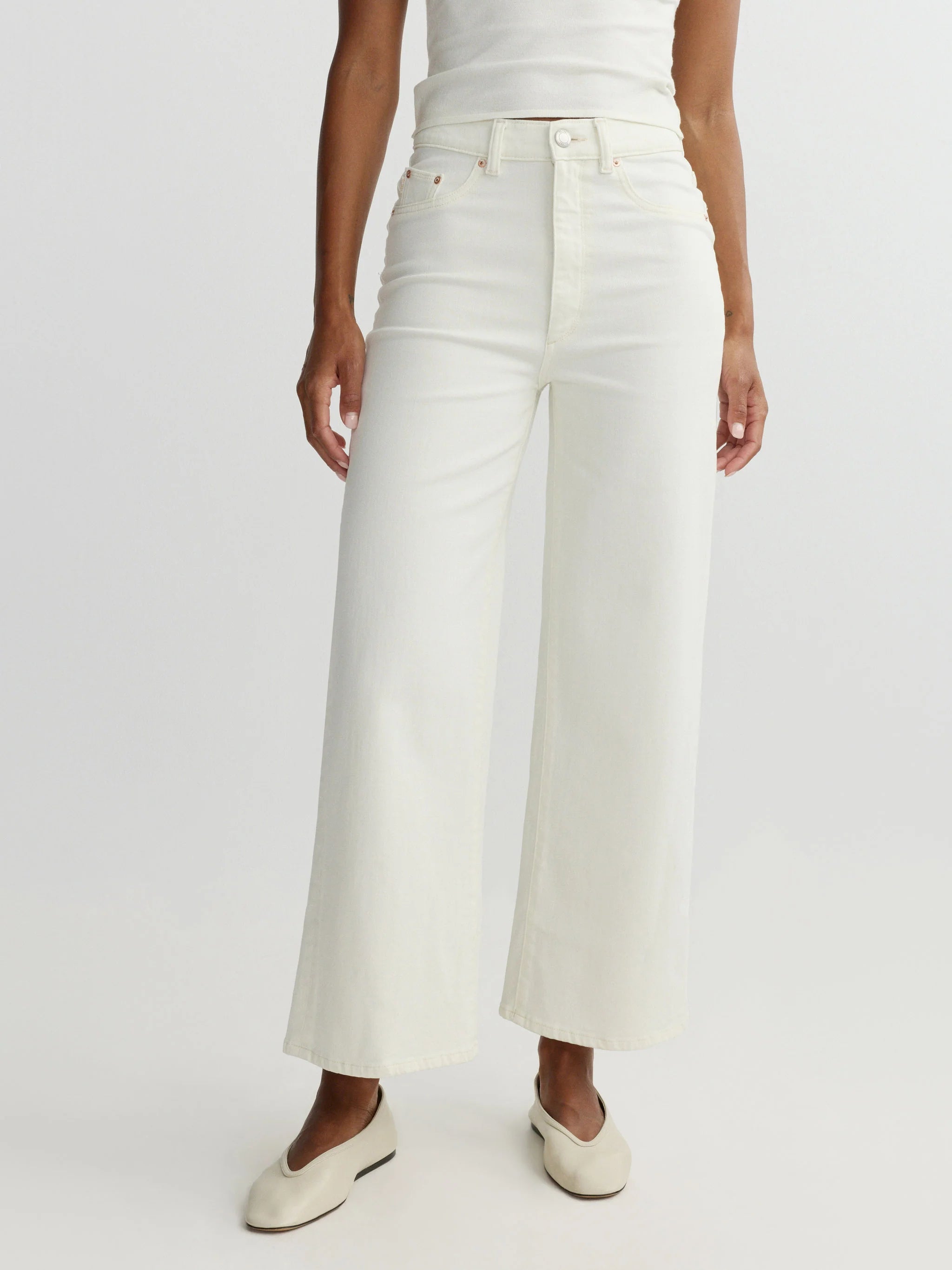 Hepburn Wide Leg High Rise Ankle - Eggshell-DL1961-Happy on Main
