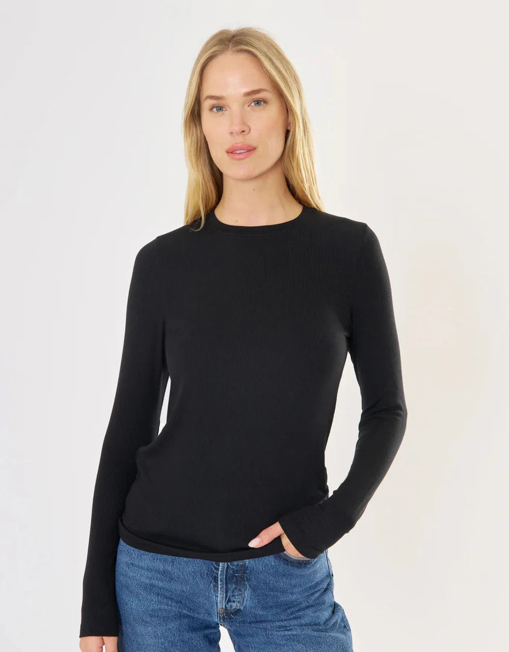 Chicago Ribbed Long Sleeve - Black-Maison Wheat-Happy on Main