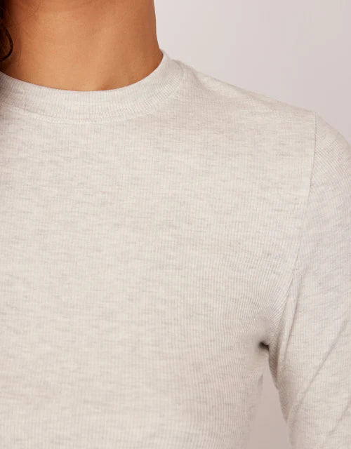 Chicago Ribbed Long Sleeve - Heather Ash-Maison Wheat-Happy on Main