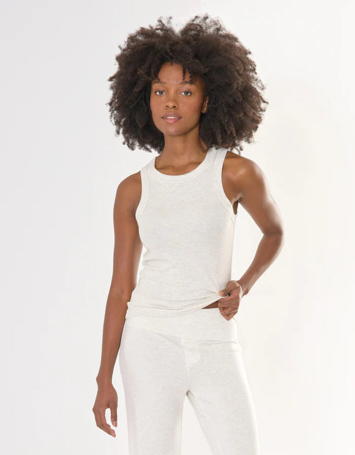 Knoxville Ribbed Tank - Heather Ash-Maison Wheat-Happy on Main