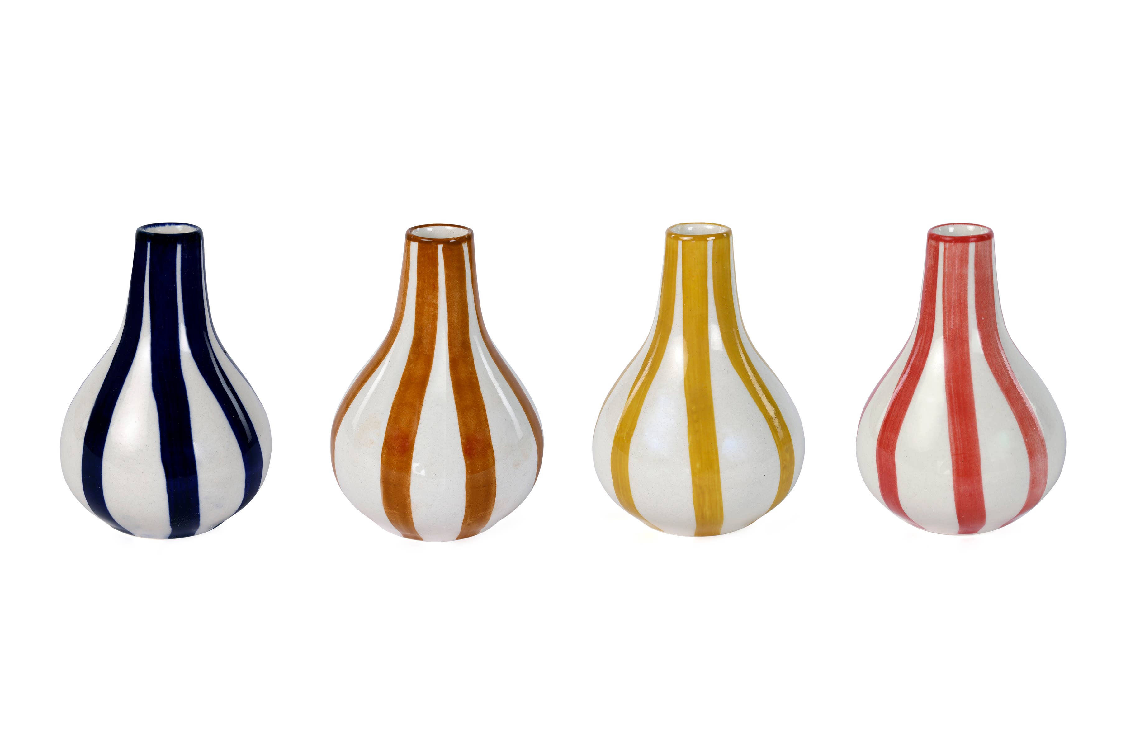 Ceramic Stripe bud vase, Red- 3.5 x 3.5 x 4.75 Inches-Home Decor-Happy on Main