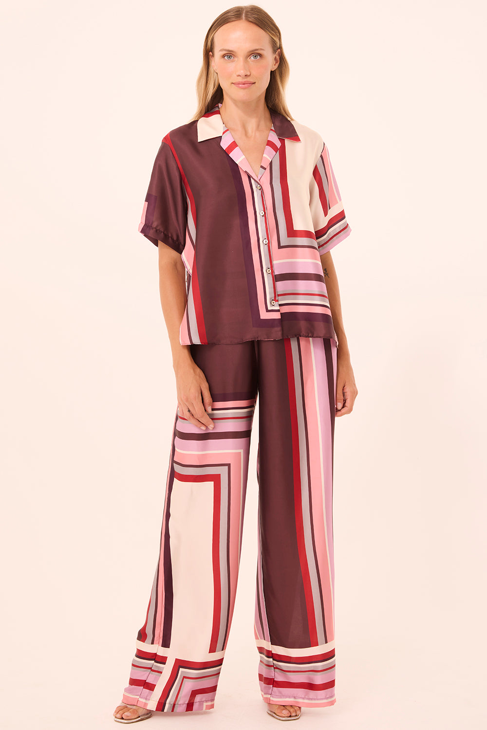 Izzie Pant - Chocolate Geo Stripe-MISA-Happy on Main