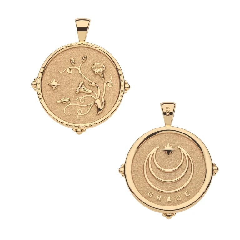 GRACE JW Original Pendant Coin - 18" Drawn Link Chain-Jane Win-Happy on Main