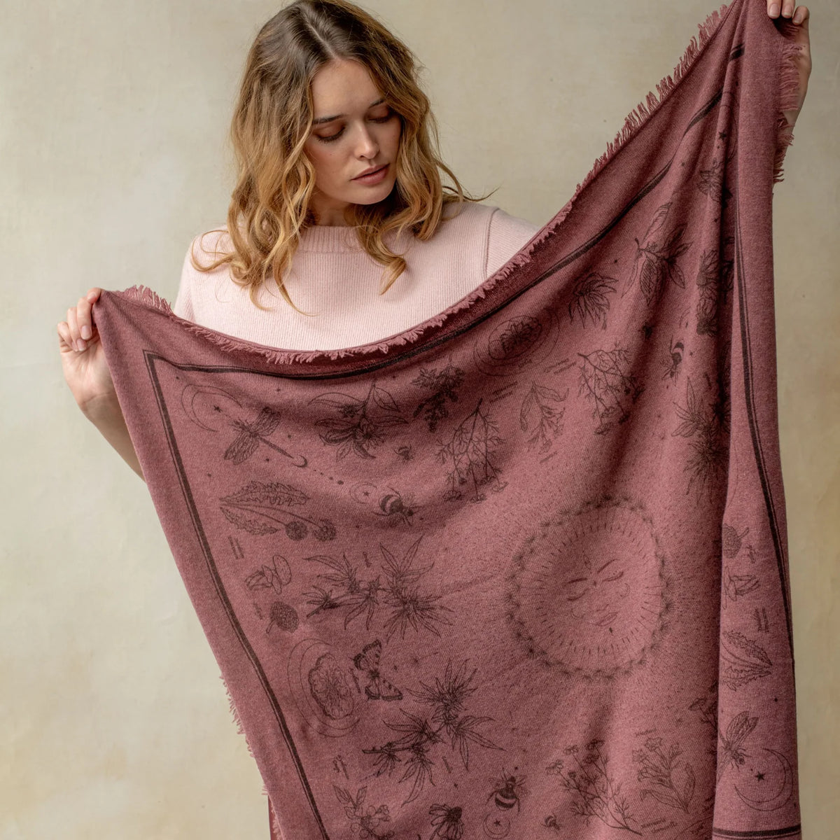 Gaia Cashmere Bandana - Mauve/Brown-Freya-Happy on Main