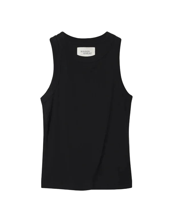 Knoxville Ribbed Tank - Black-Maison Wheat-Happy on Main