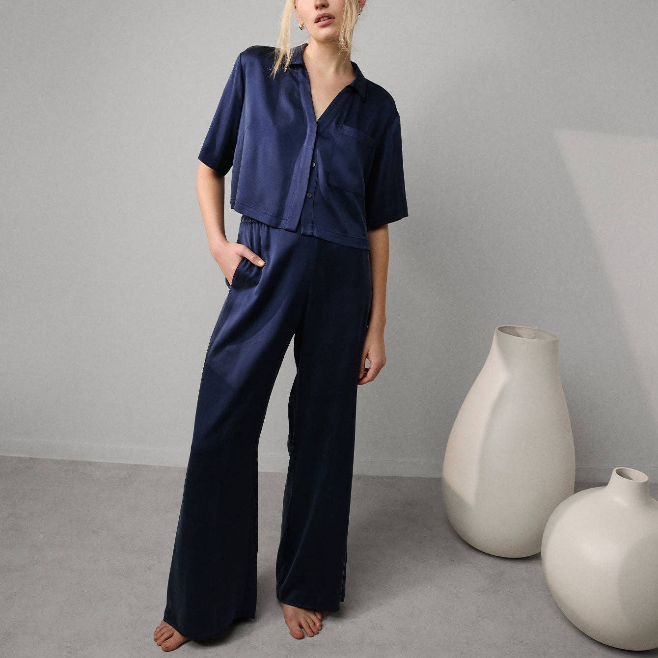 Washable Silk High Rise Pant Set-LUNYA-Happy on Main