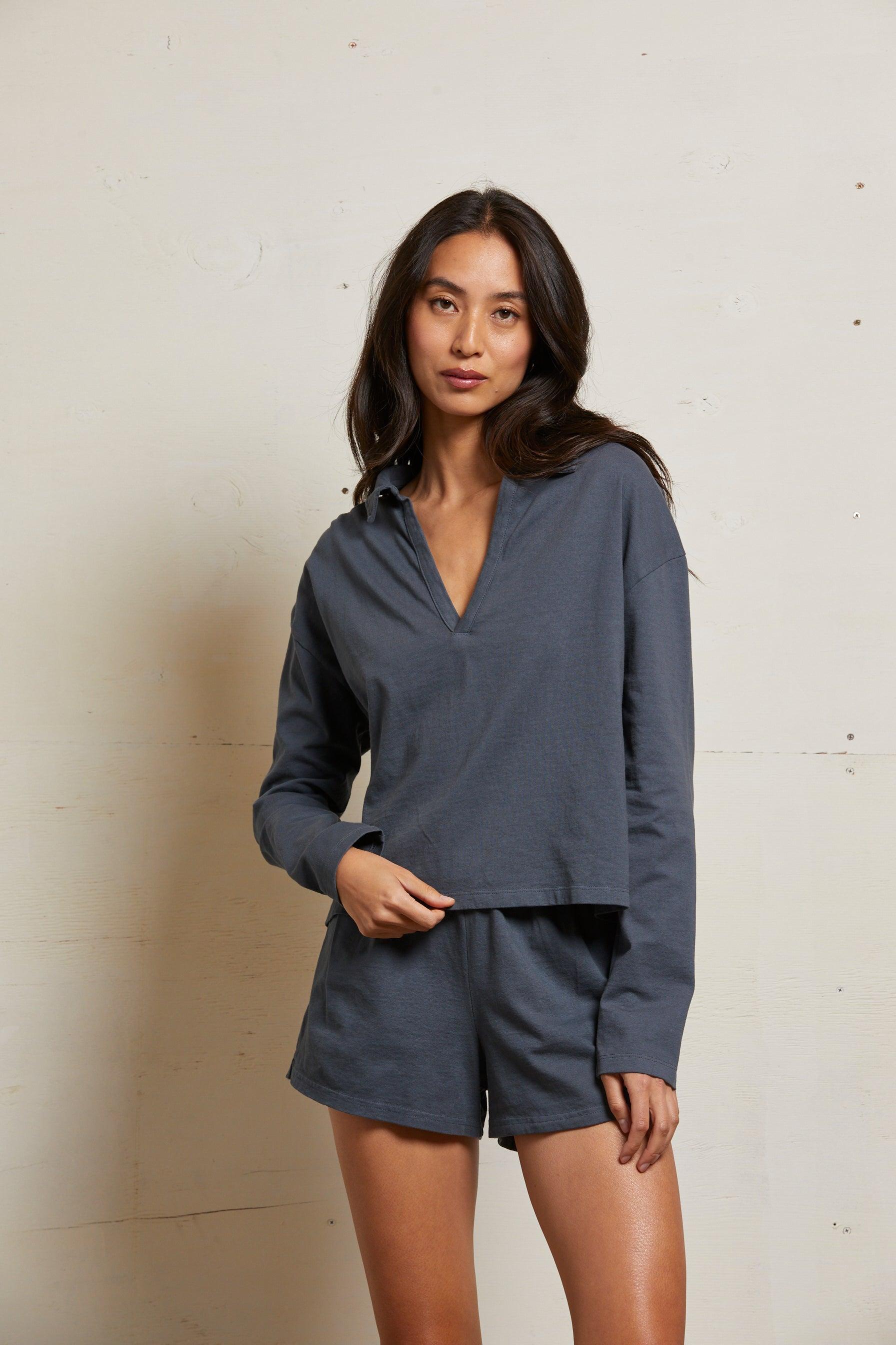 Alison Tenessee Jersey Collared Shirt-Casual Tops-Happy on Main