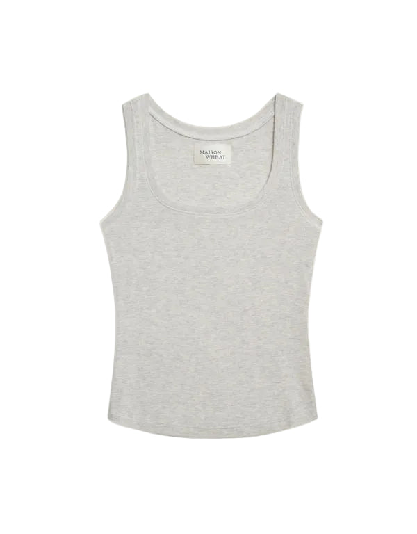 Franklin Square Neck Tank - Heather Ash-Maison Wheat-Happy on Main