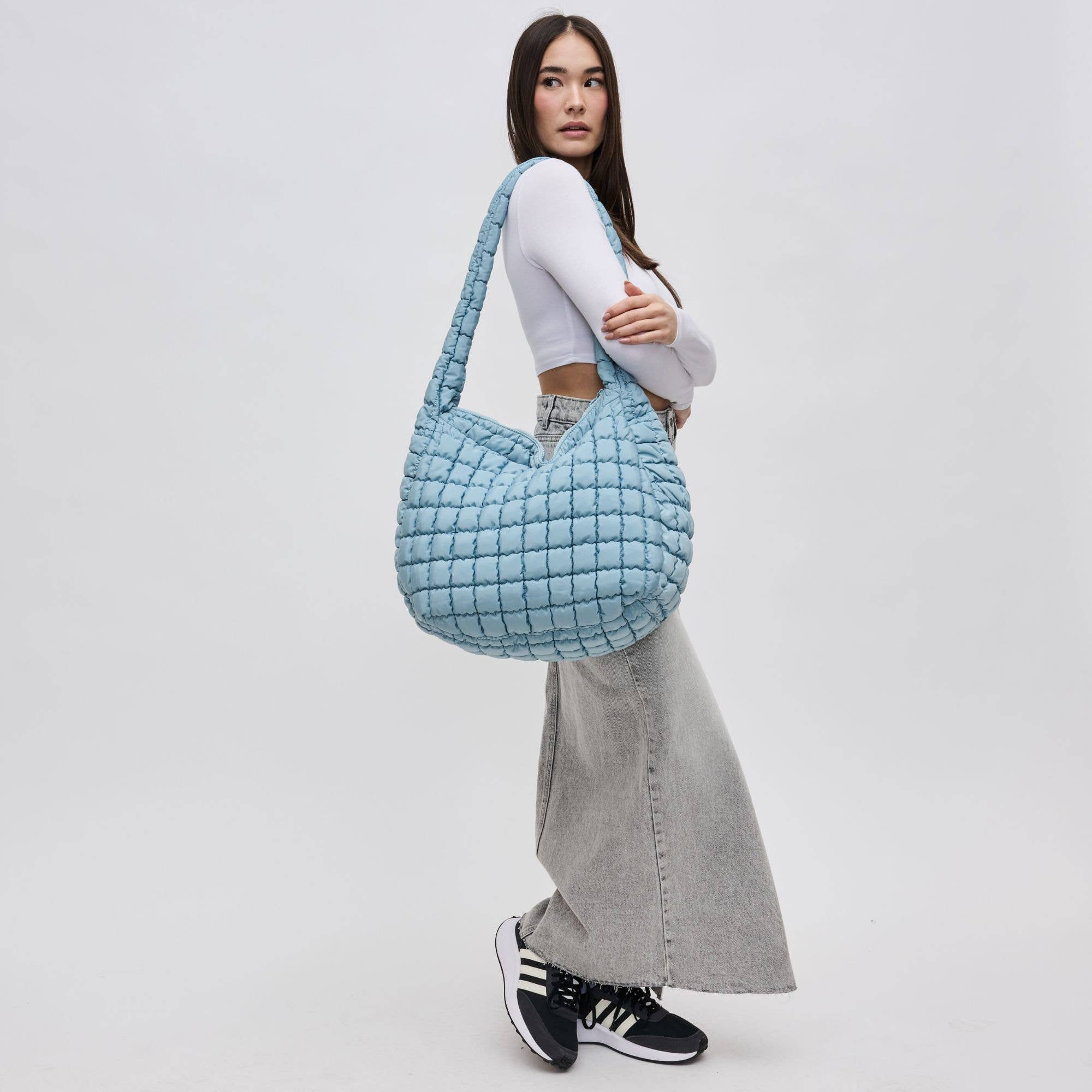 Revive - Quilted Puffer Nylon Hobo-Handbags-Happy on Main