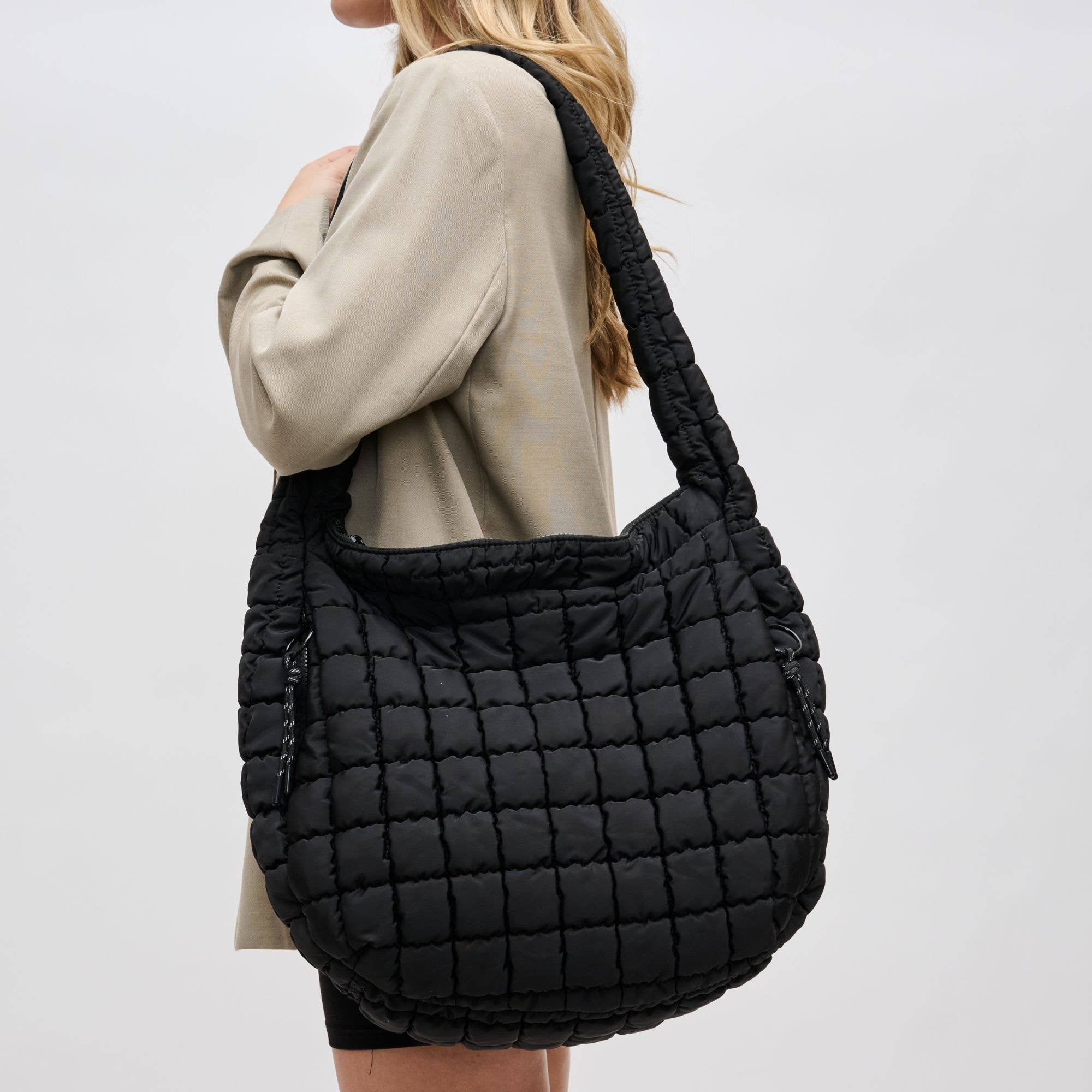 Revive - Quilted Puffer Nylon Hobo-Handbags-Happy on Main