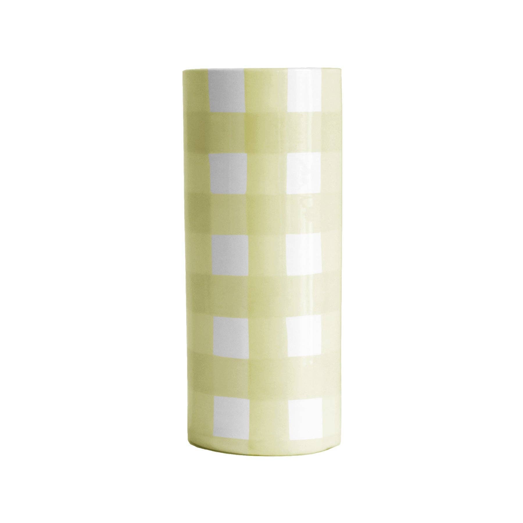 Gingham Column Vase-Home Decor-Happy on Main
