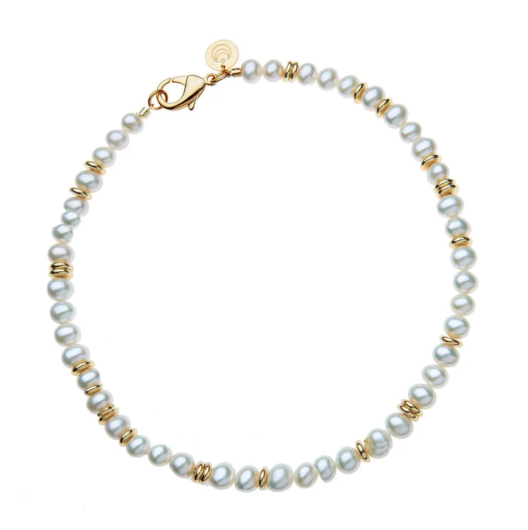 Calypso Pearl Necklace - White and Gold Mix-Jane Win-Happy on Main