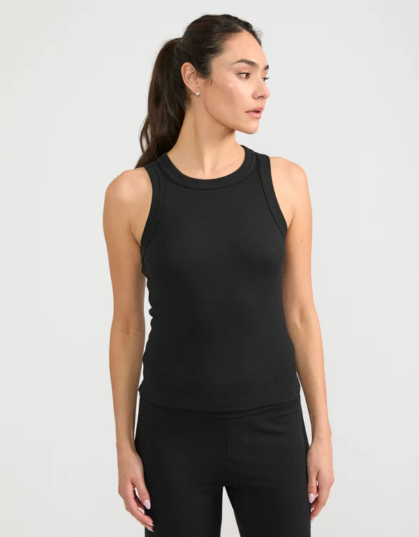 Knoxville Ribbed Tank - Black-Maison Wheat-Happy on Main
