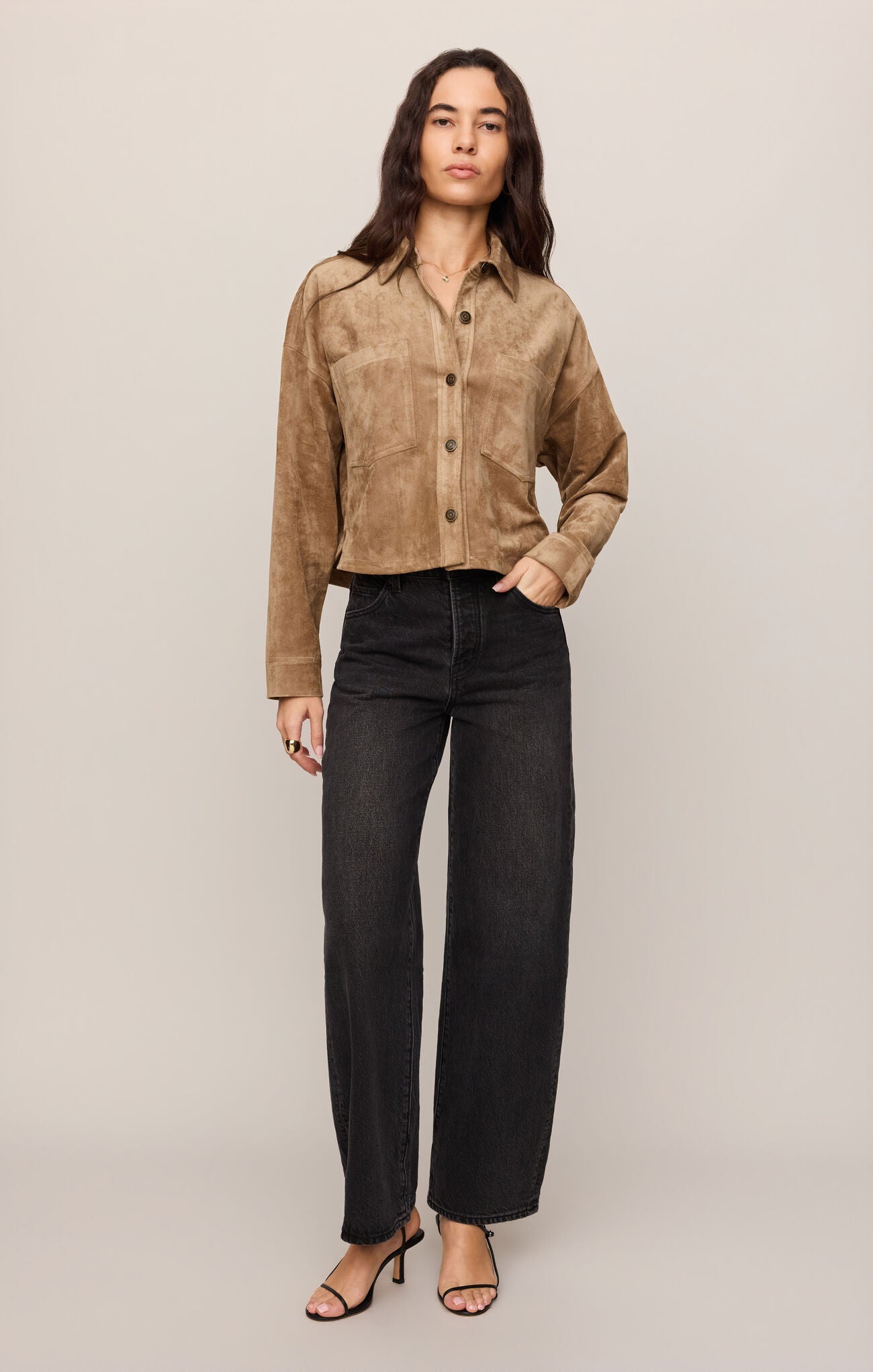 All Day Cropped Suede Jacket - Light Sand-Z Supply-Happy on Main