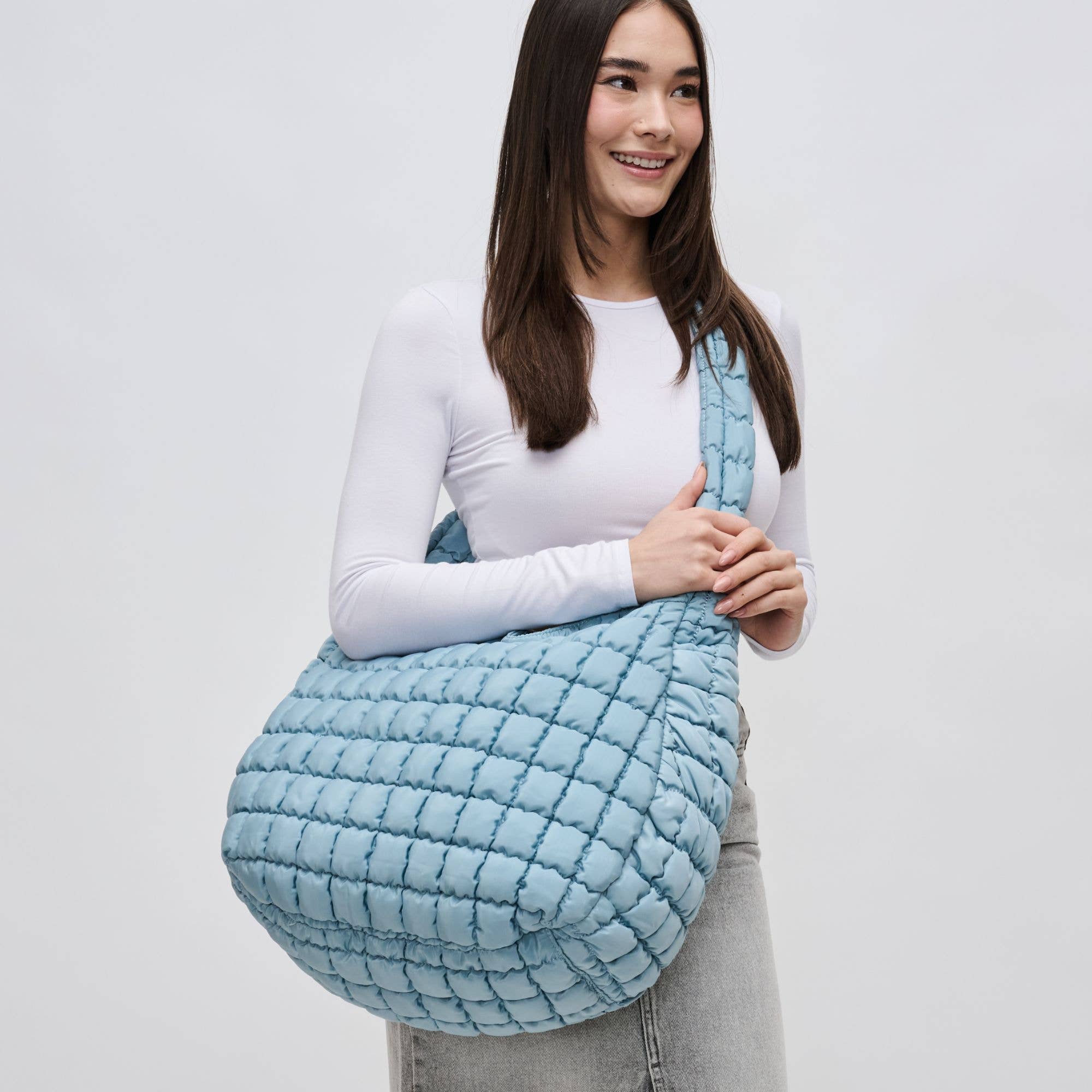Revive - Quilted Puffer Nylon Hobo-Handbags-Happy on Main