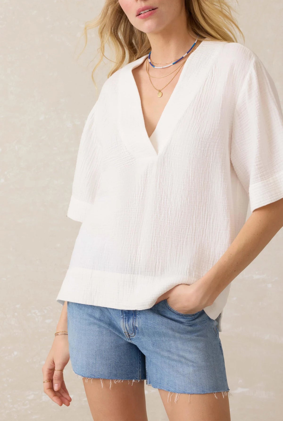 Dune Cotton Gauze Zoe Top-Faherty-Happy on Main
