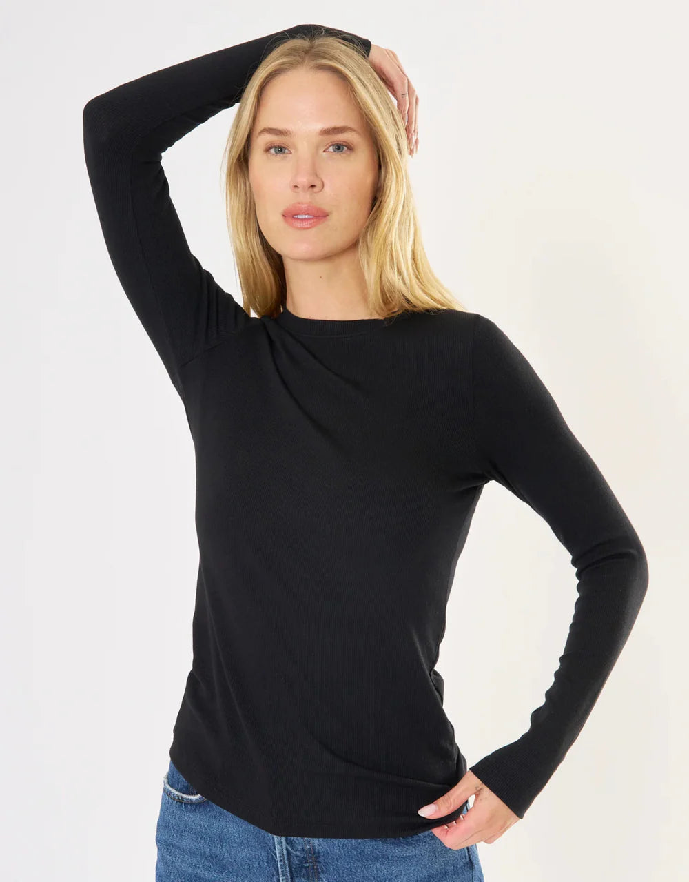 Chicago Ribbed Long Sleeve - Black-Maison Wheat-Happy on Main