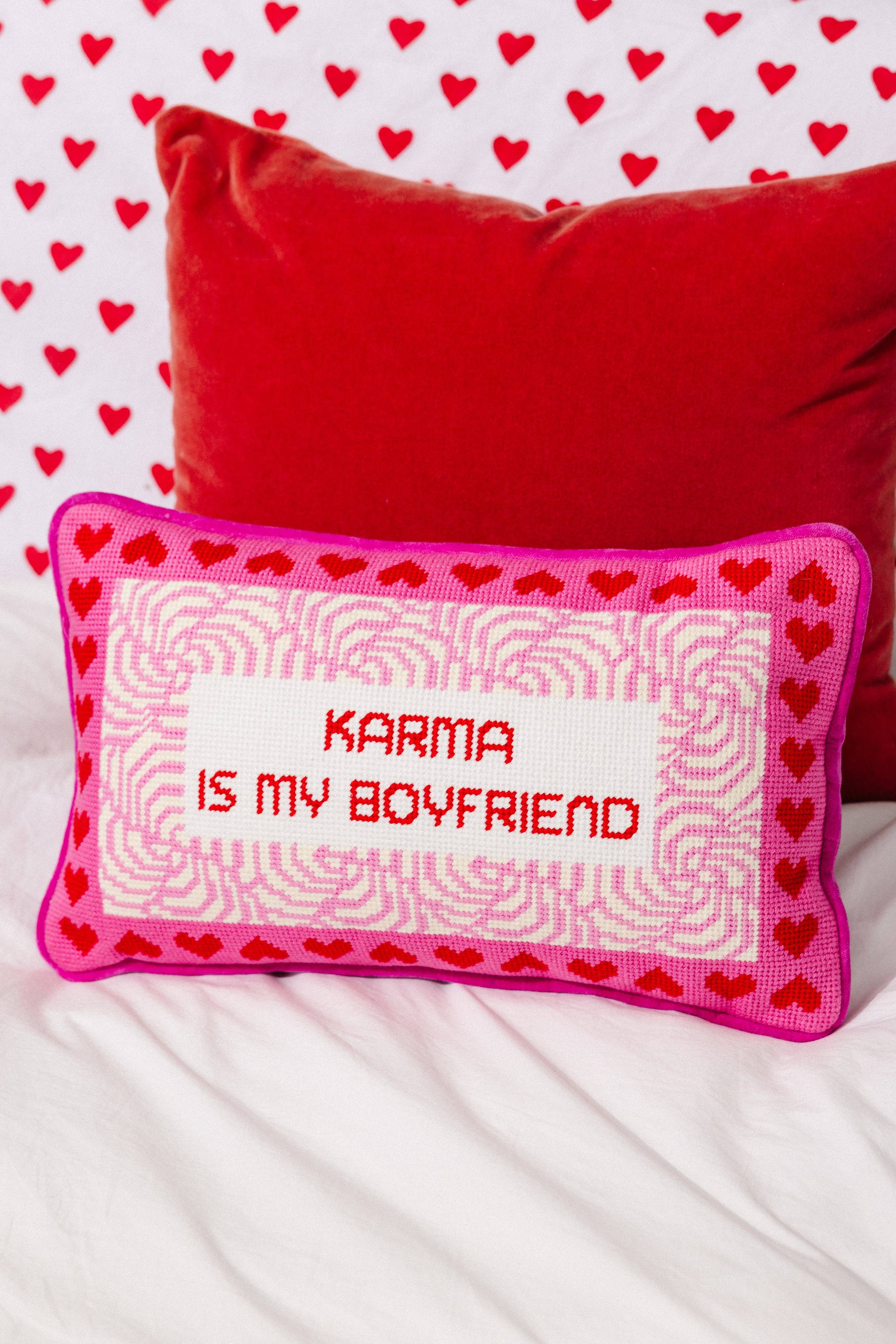 Karma Needlepoint Pillow-Happy on Main