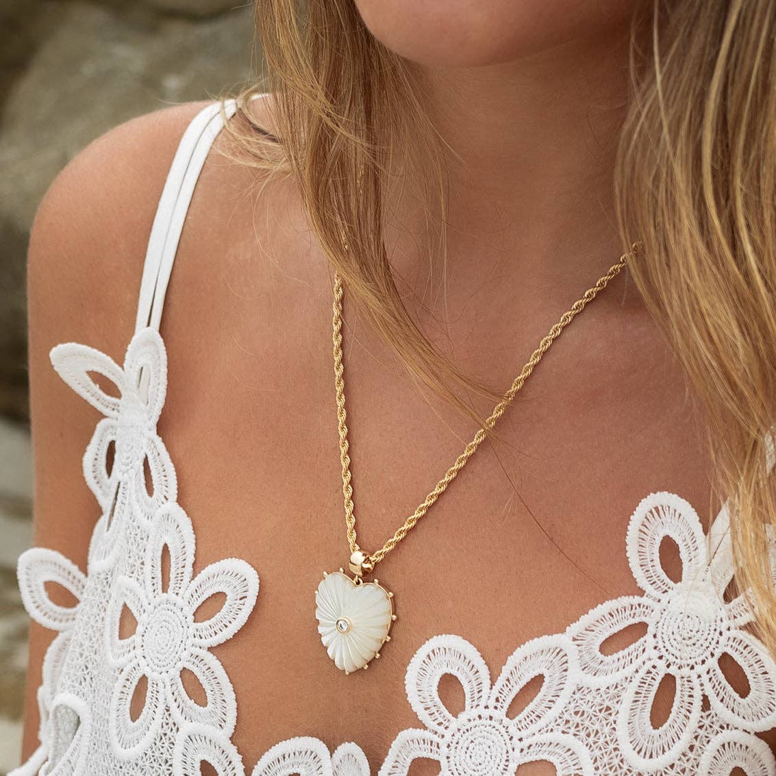 Malene Mother Of Pearl Rope Necklace-THATCH-Happy on Main