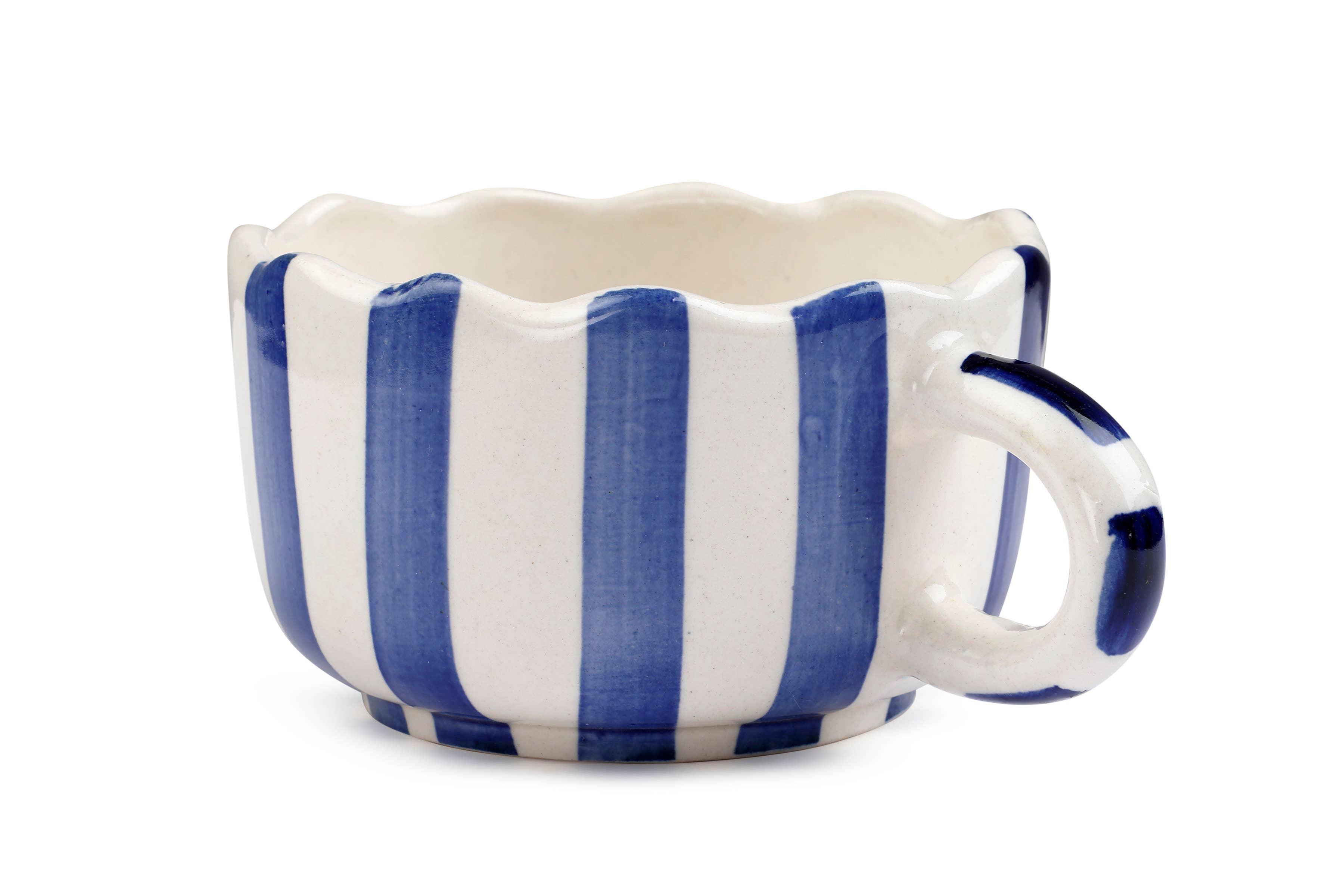 Ceramic Blue Cappuccino Cup, 2.9 x 3.9 Inches-Home Decor-Happy on Main