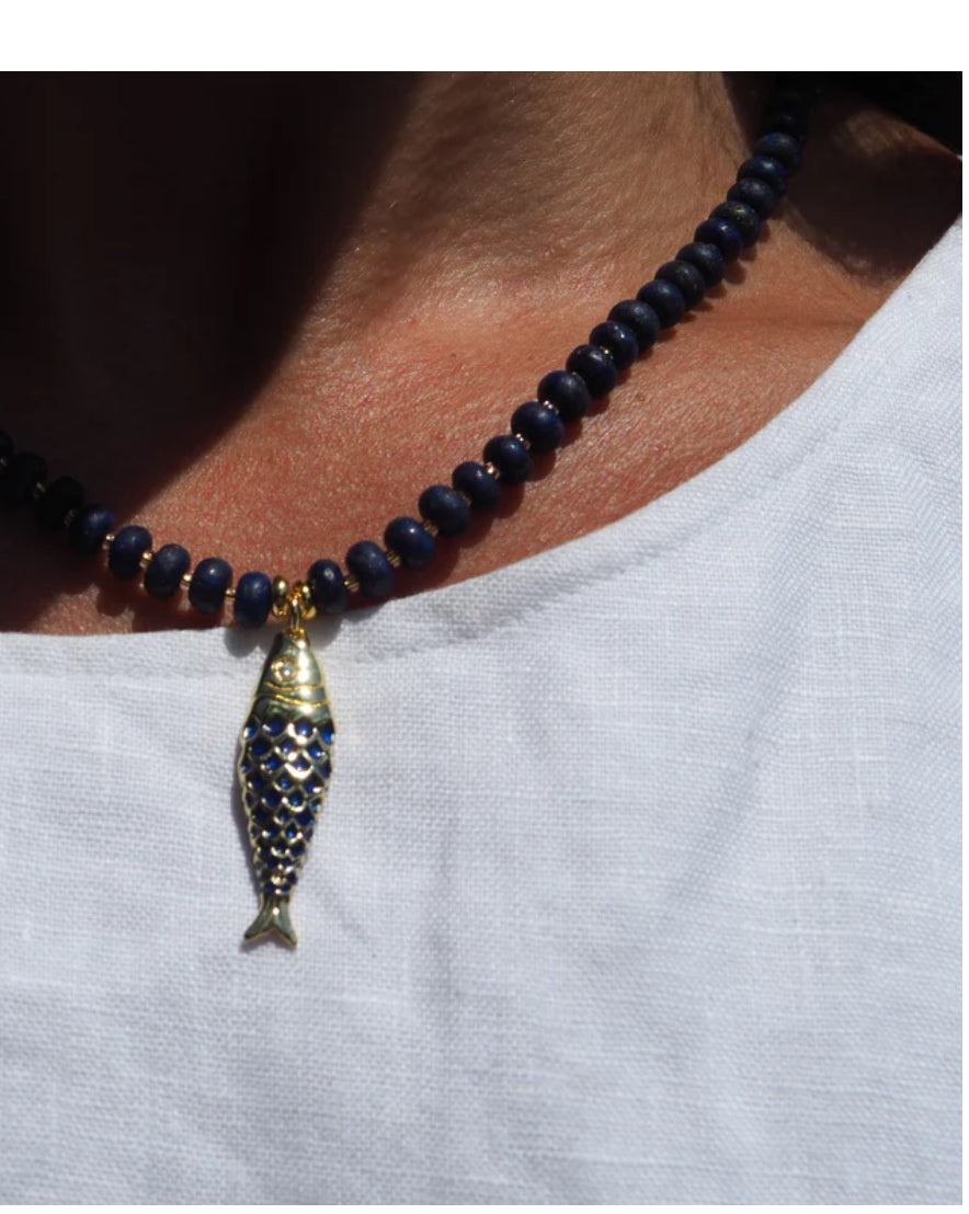 Paros Fish Charm Necklace-Everyday Jewelry-Happy on Main