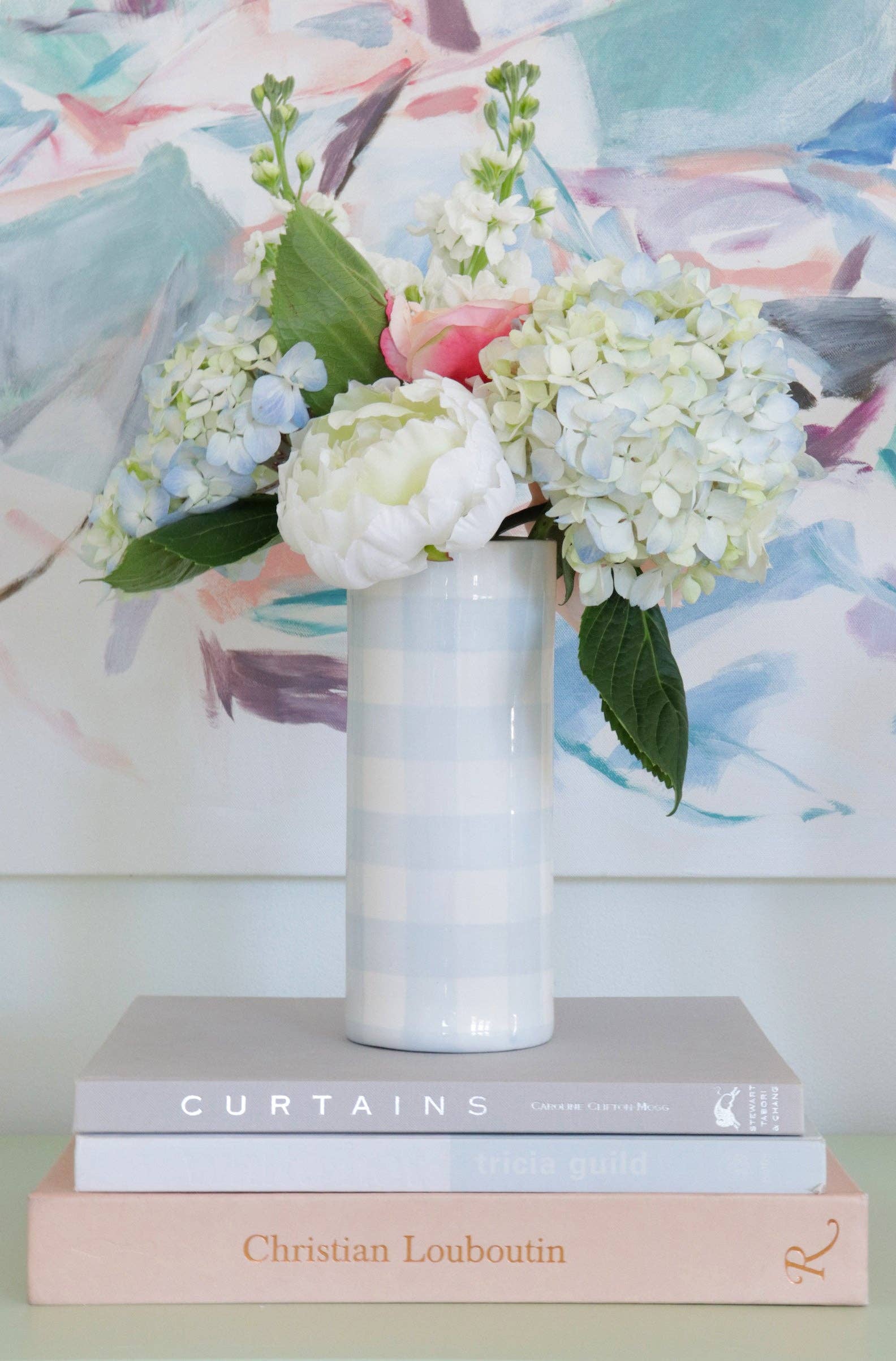 Gingham Column Vase-Home Decor-Happy on Main