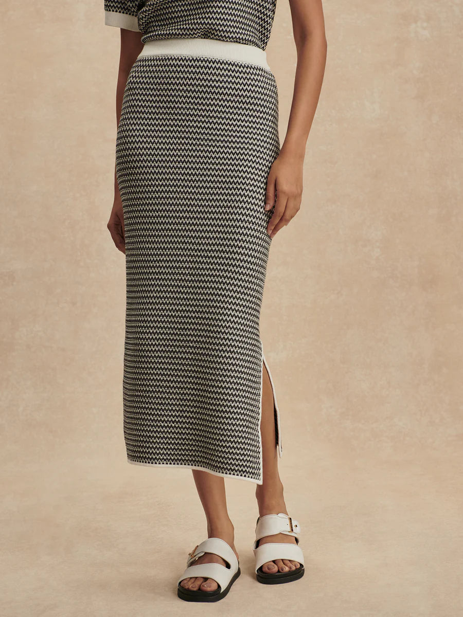 Sinclair Knit Skirt - Snow White / Black-Varley-Happy on Main