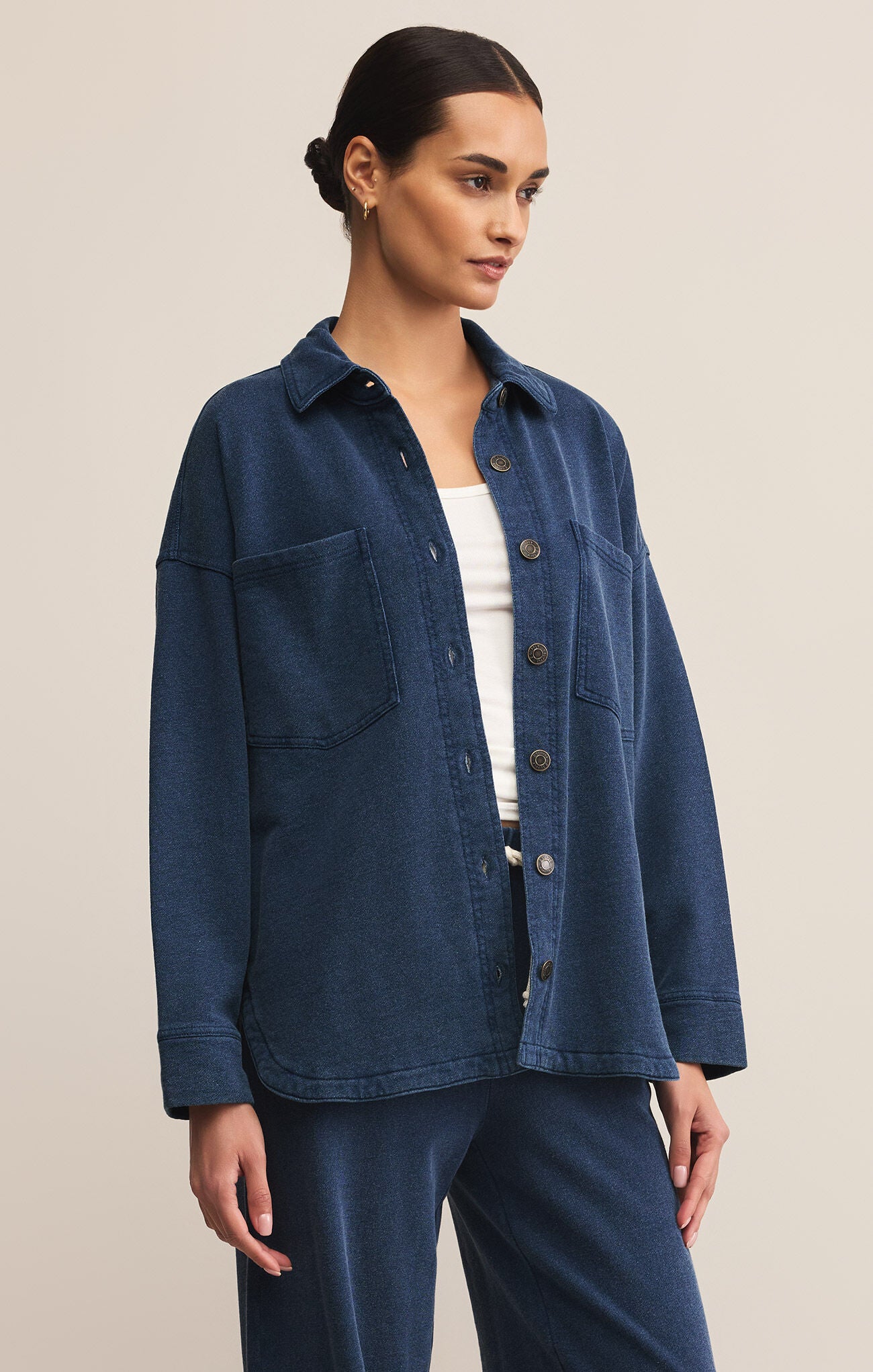 All Day Knit Denim Jacket-Outerwear-Happy on Main