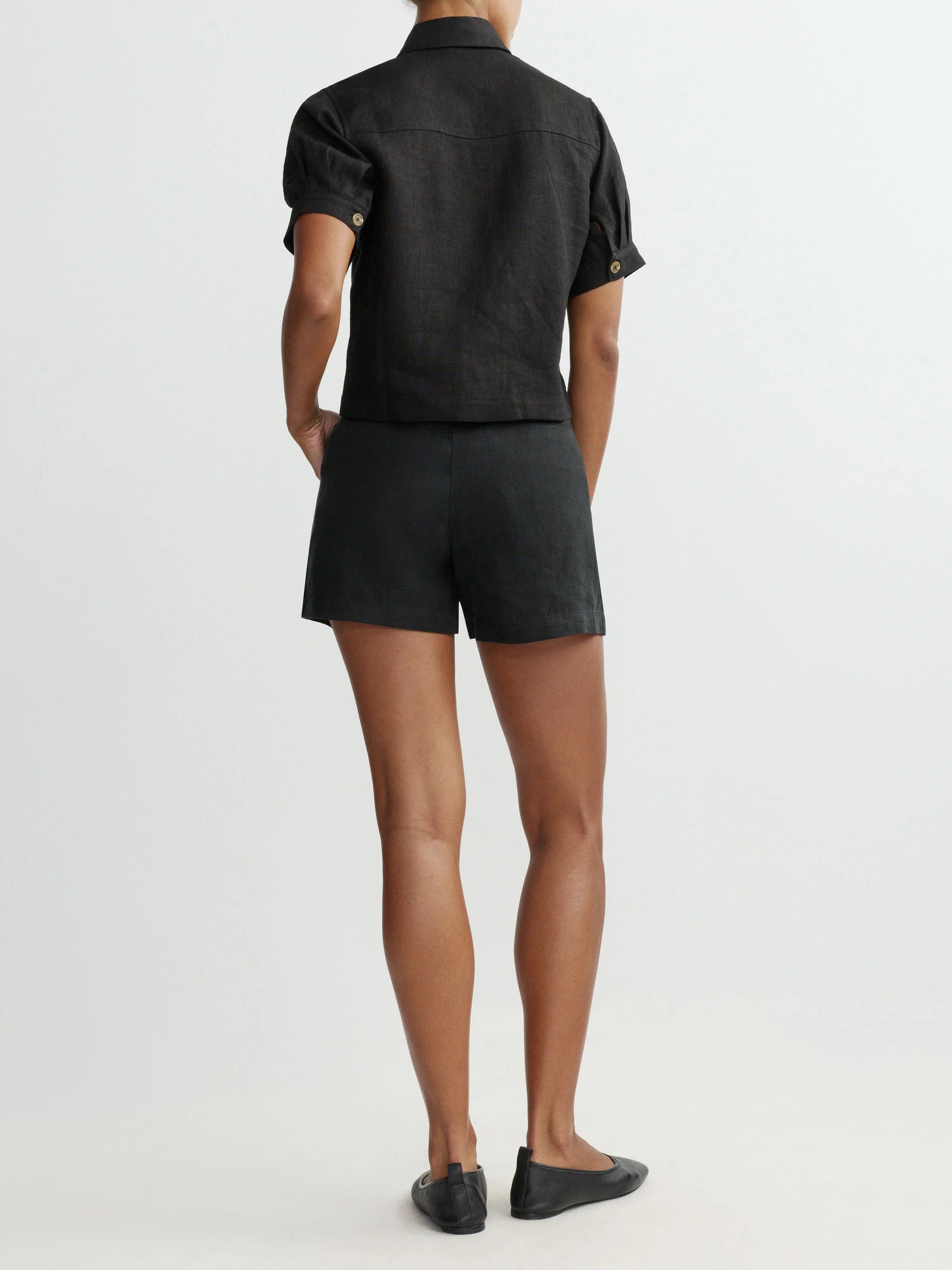 Taylor Short - Black Linen-DL1961-Happy on Main