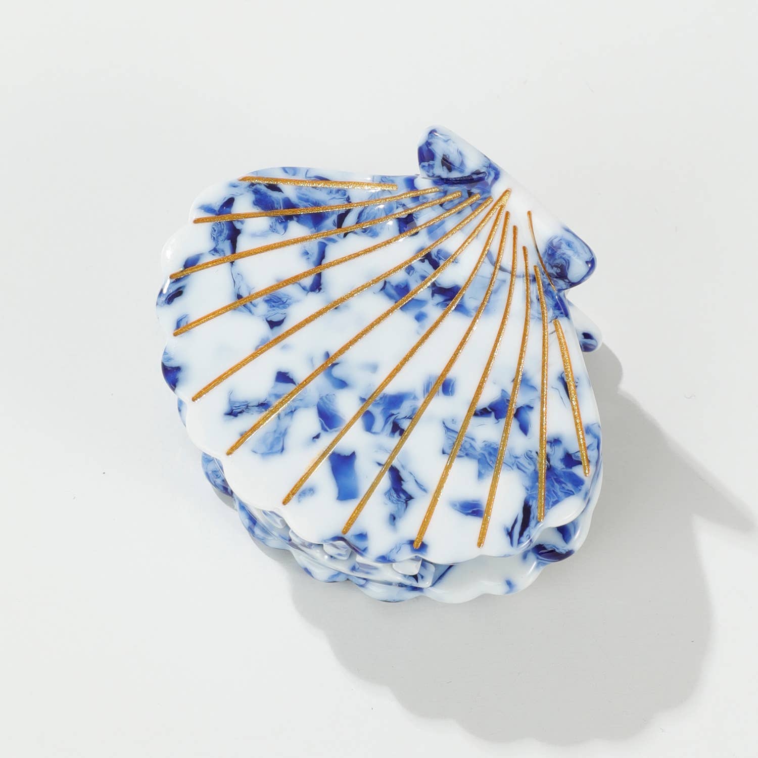 Coastal Blue Seashell | Gold Painted Seashell Claw Clip-Misc Accessories-Happy on Main