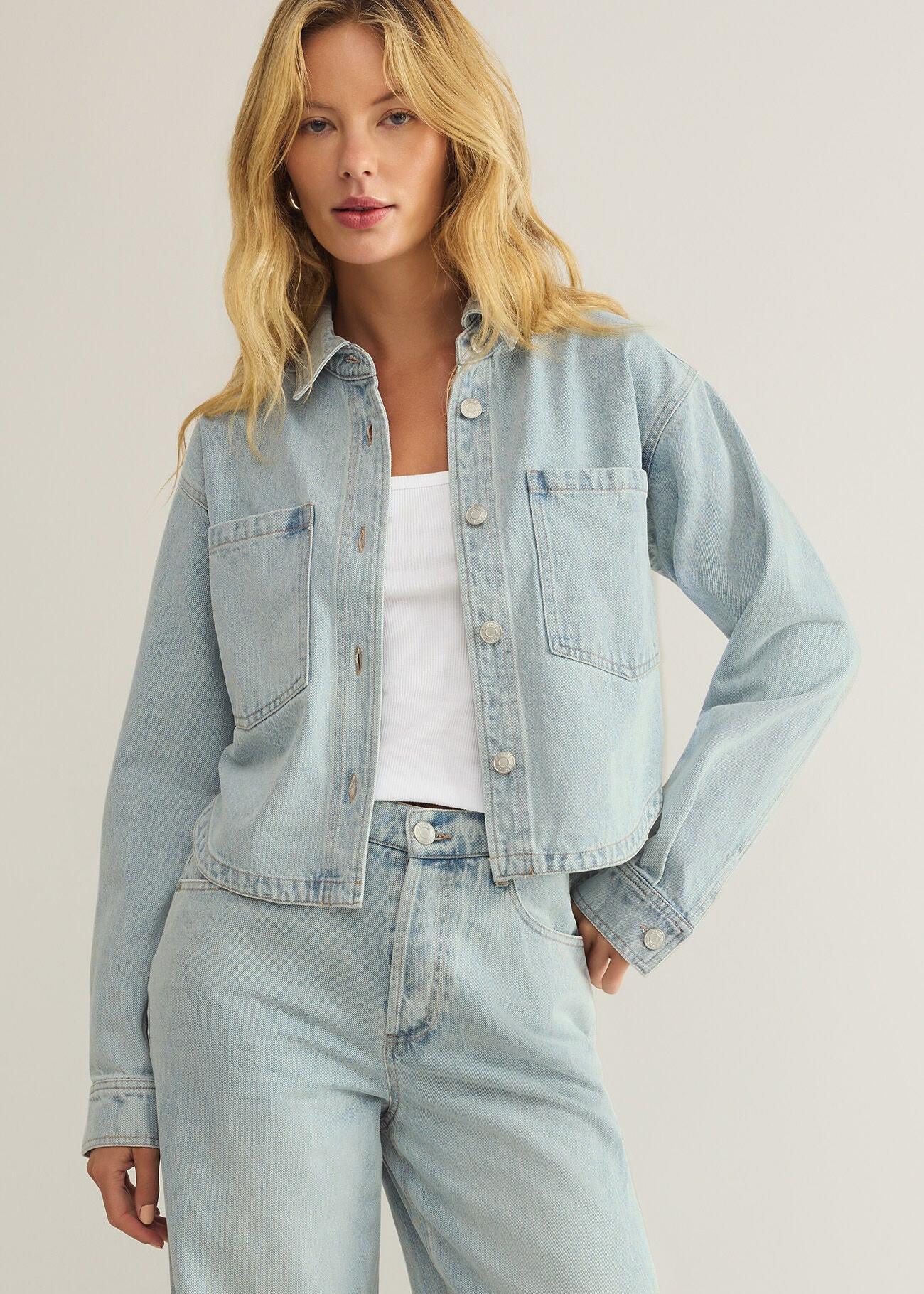 All Day Cropped Denim Jacket-Outerwear-Happy on Main