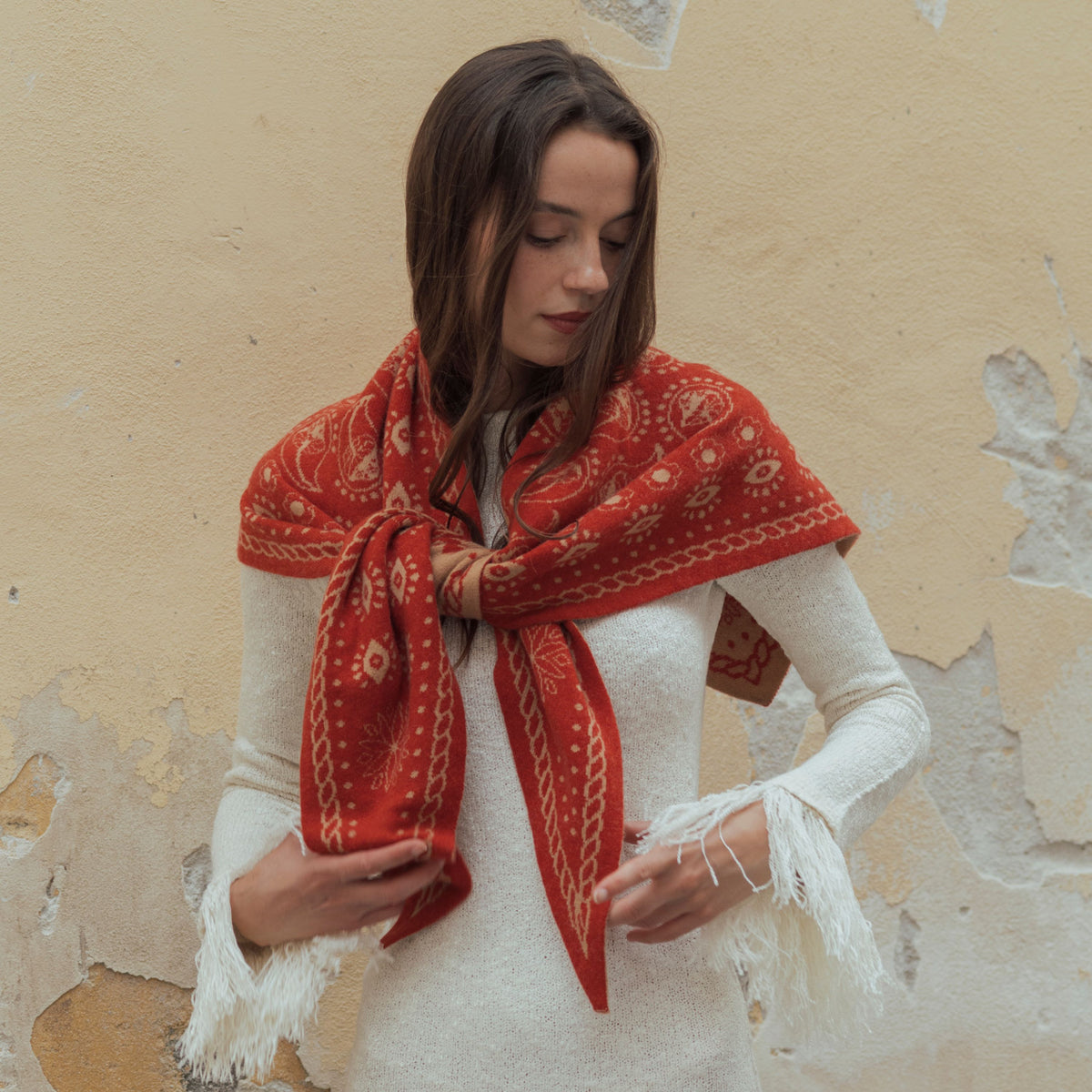 Fable Triangle Scarf - Honey/Brick-Freya-Happy on Main