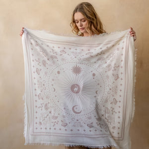 Cashmere Bandana Sweater Wrap - Lily/Taupe