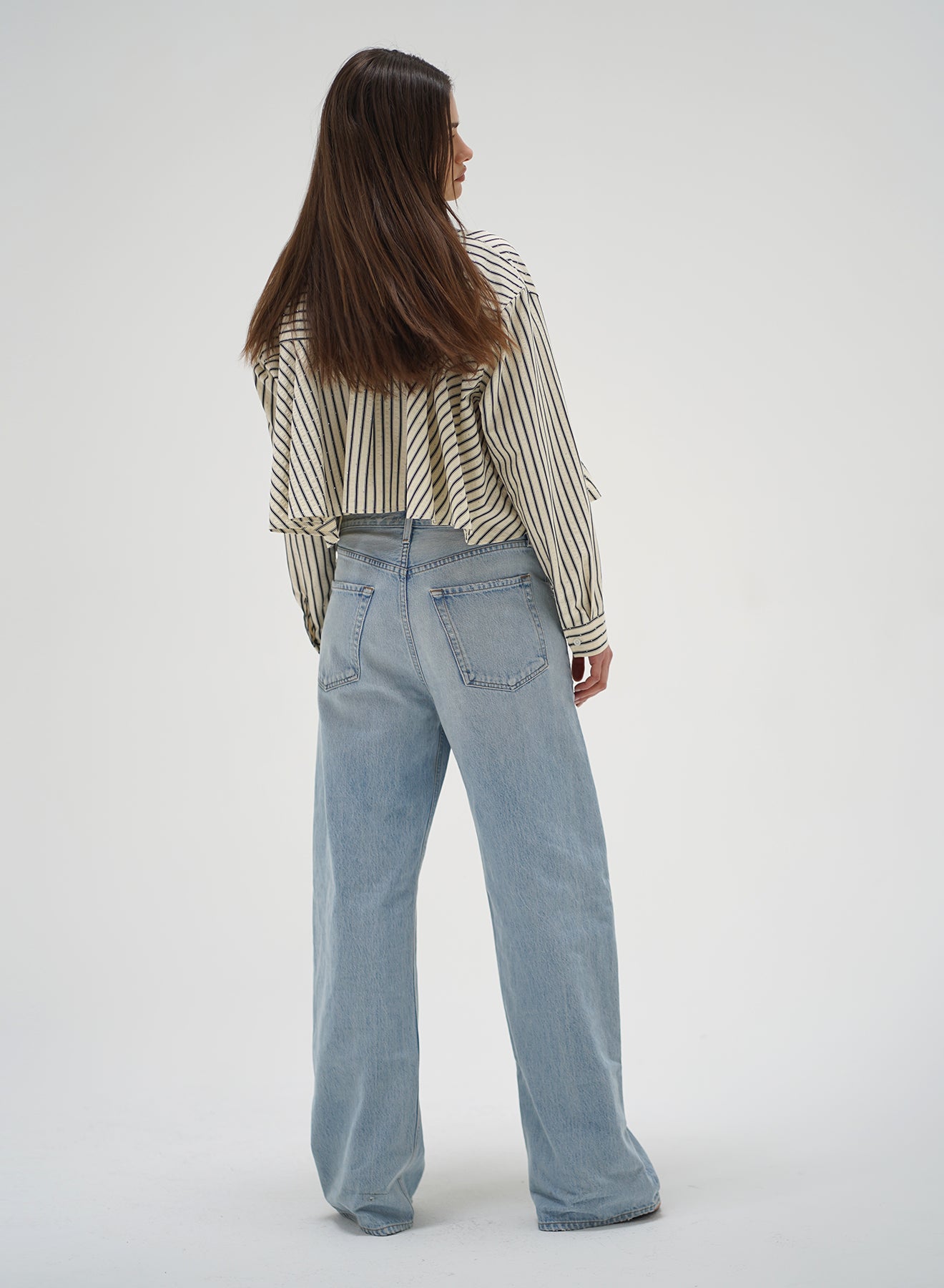 Valyria Blouse - Rhinestone Pin Stripe-LNA-Happy on Main