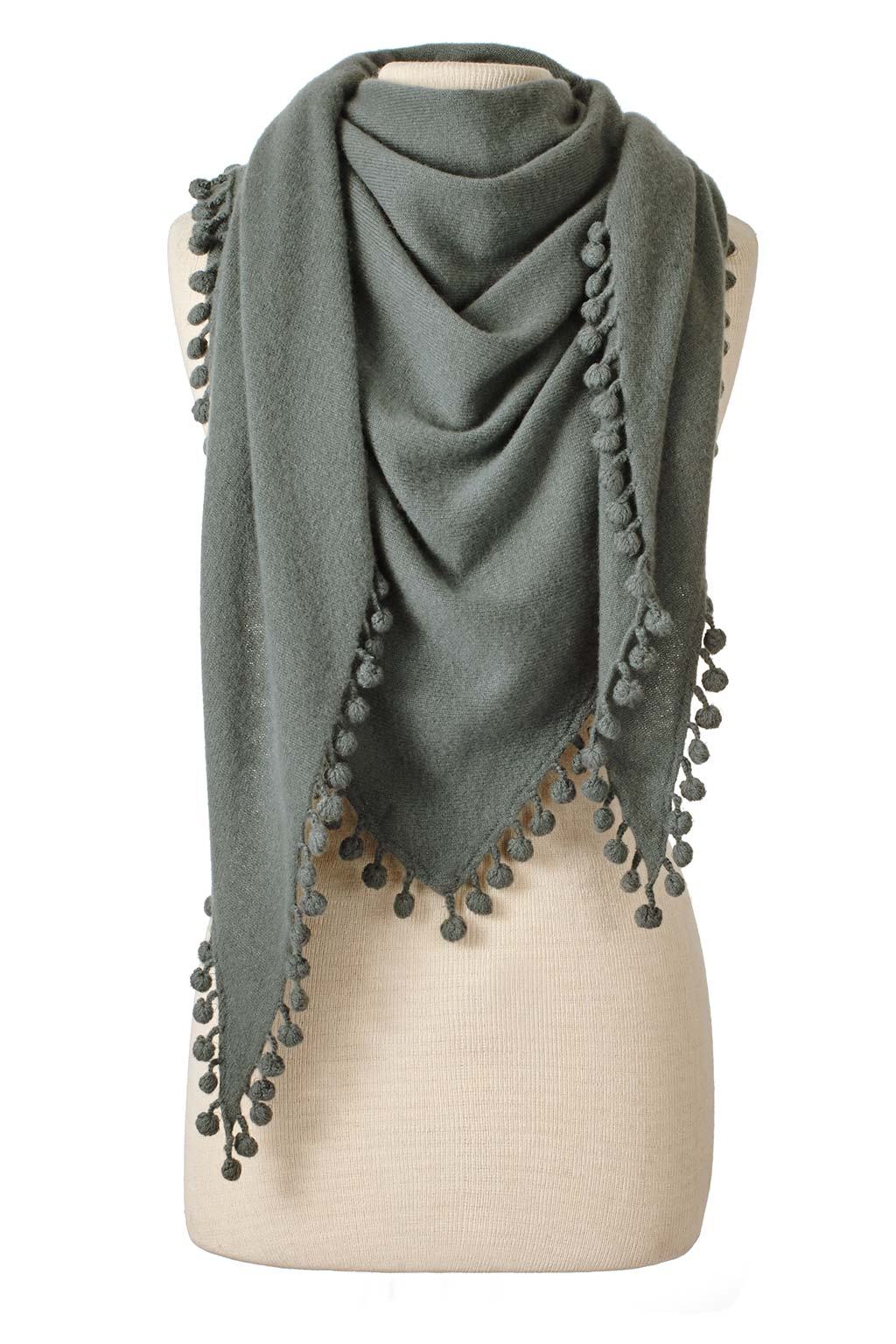 Pom-Pom Triangle Wrap-Alpine Cashmere-Happy on Main