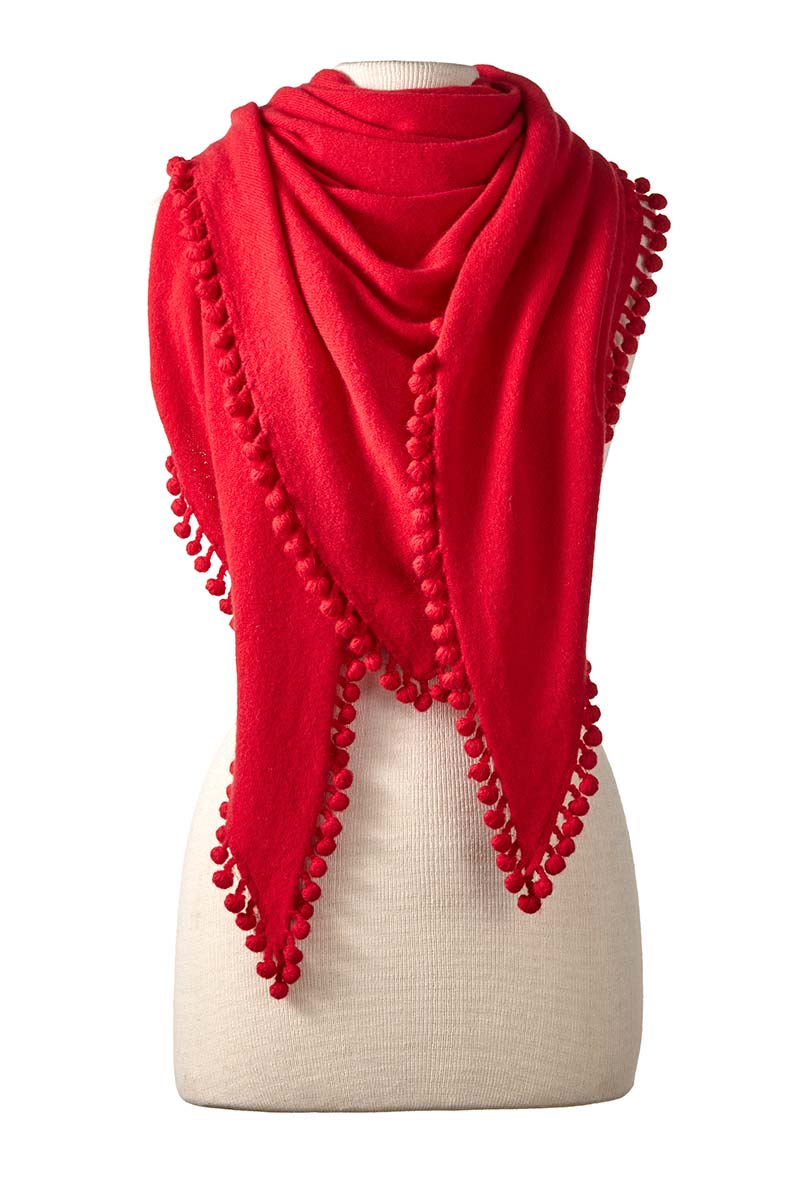 Pom-Pom Triangle Wrap-Alpine Cashmere-Happy on Main