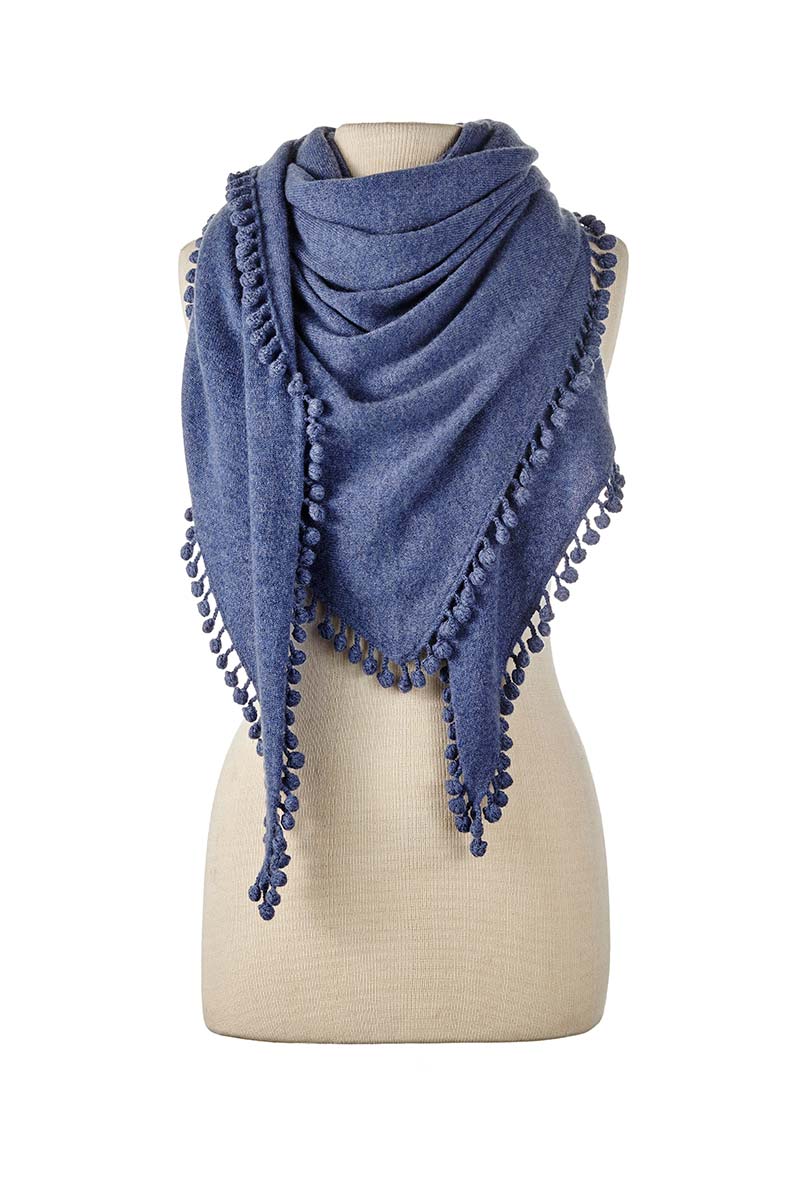 Pom-Pom Triangle Wrap-Alpine Cashmere-Happy on Main