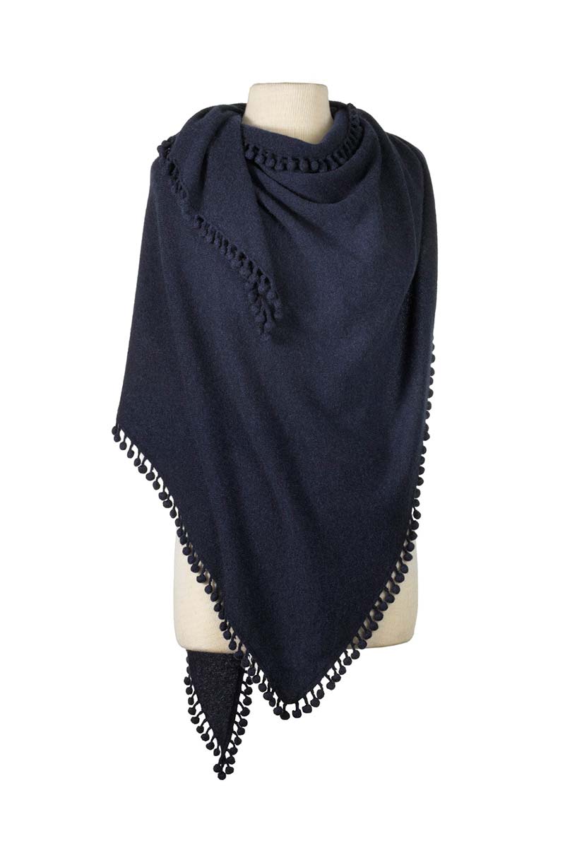 Pom-Pom Triangle Wrap-Alpine Cashmere-Happy on Main