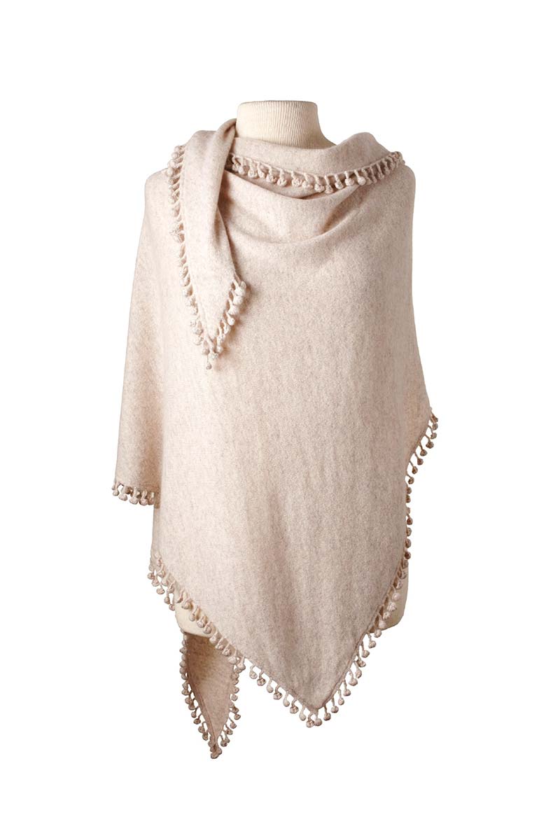 Pom-Pom Triangle Wrap-Alpine Cashmere-Happy on Main