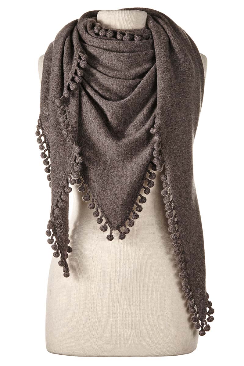 Pom-Pom Triangle Wrap-Alpine Cashmere-Happy on Main